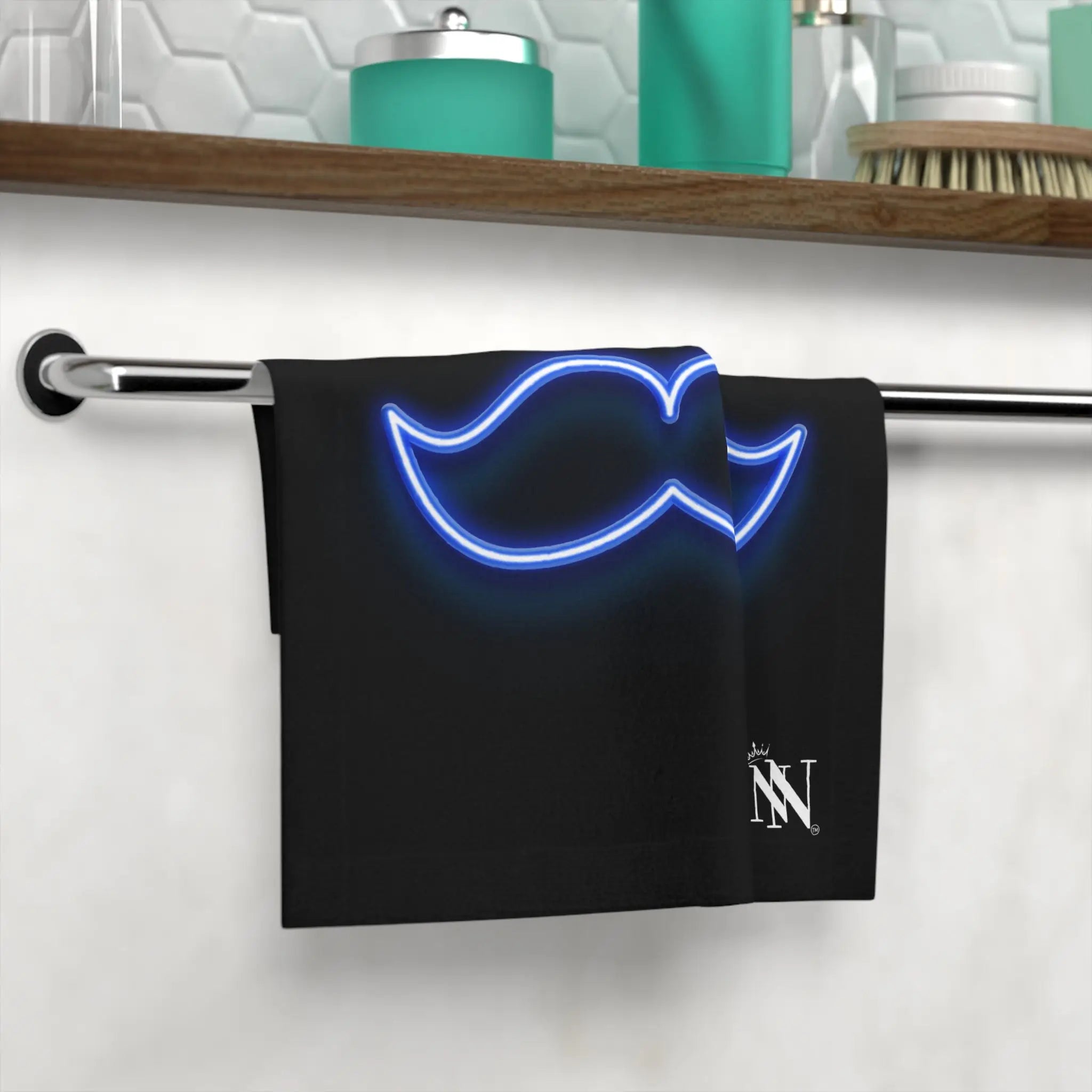 His Mustache Neon Cum Rag