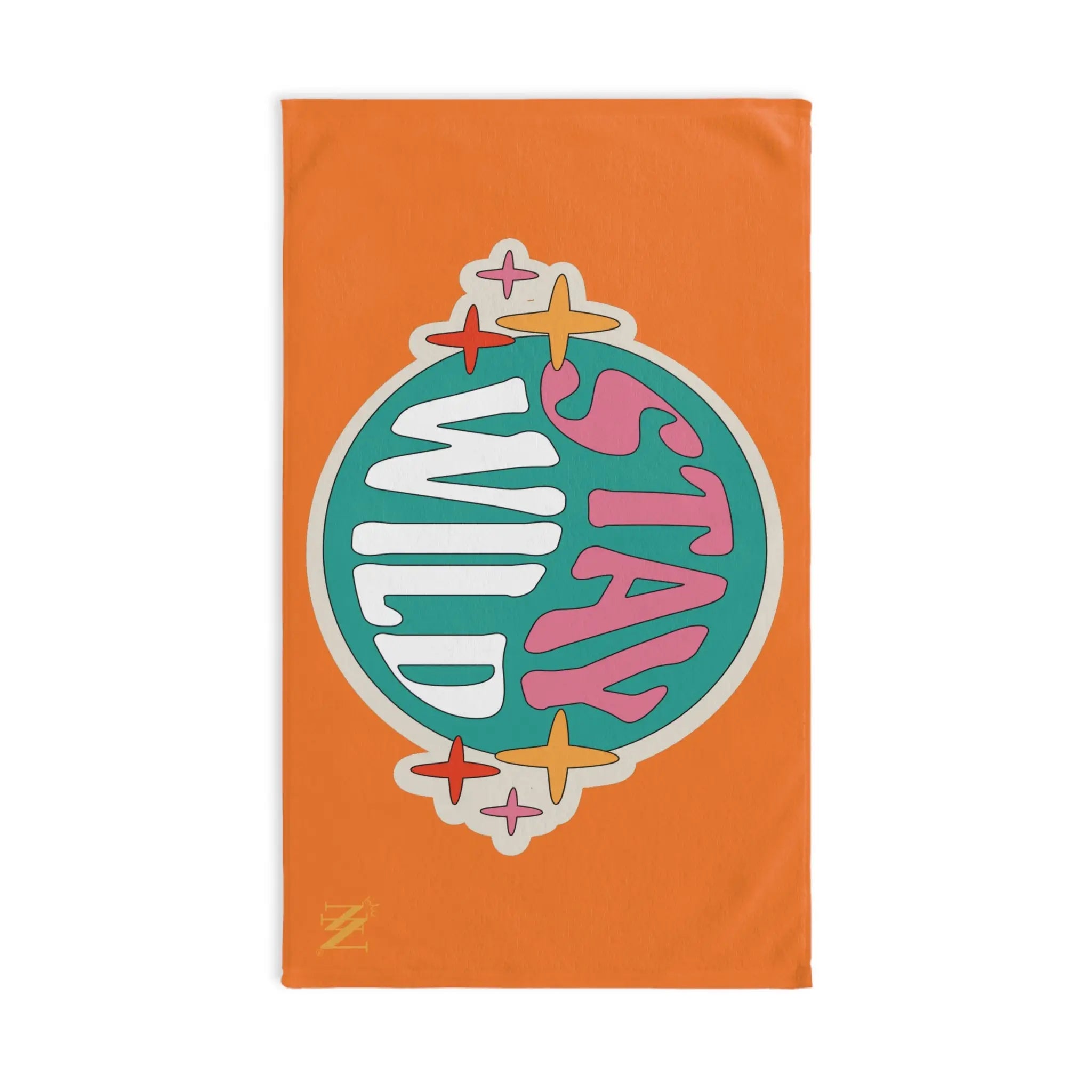 Stay Wild Retro Sticker Orange Crusta | Mix & Match Classic Fun-Flirty Lovers’ Towels