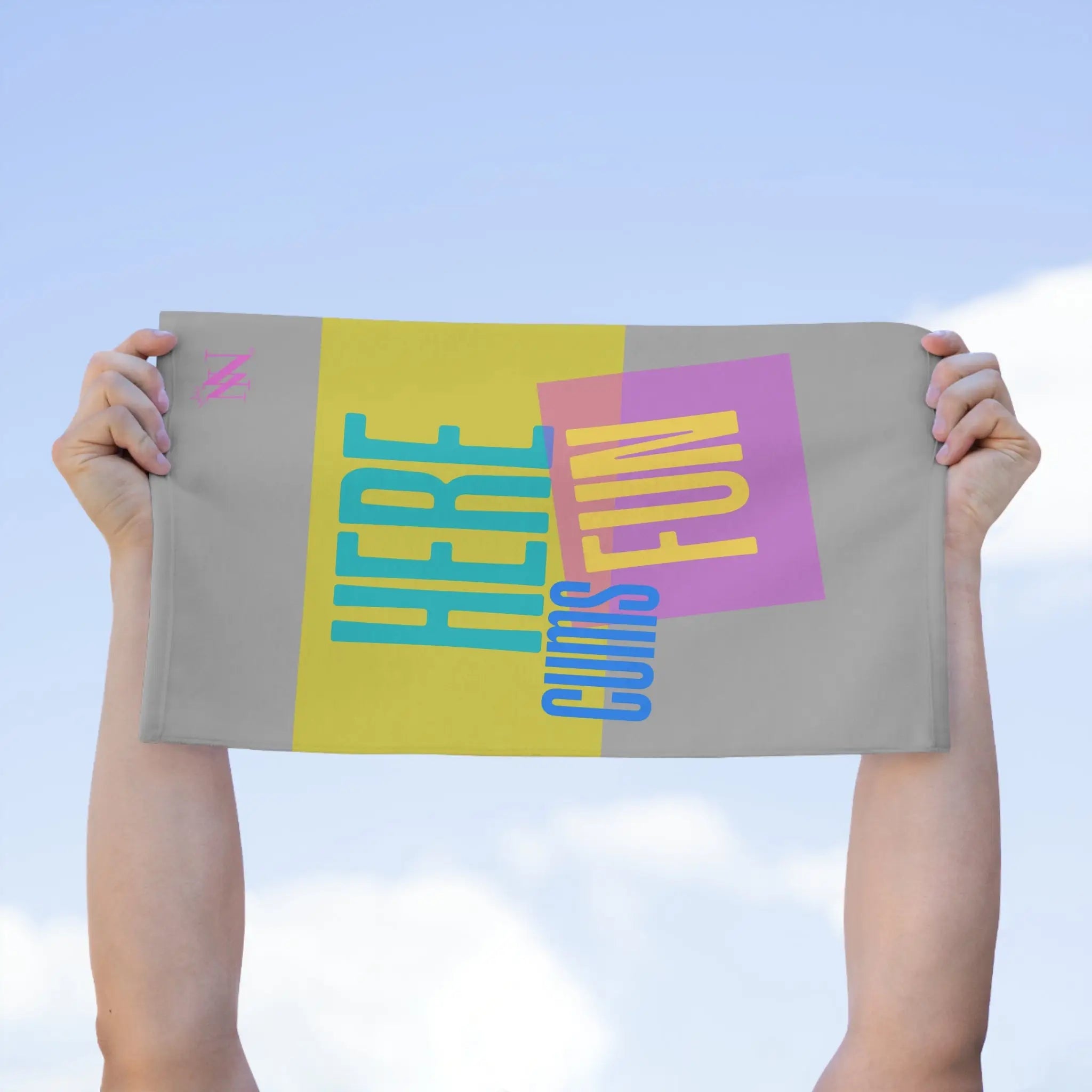 Here Cums Fun Light Grey | Mix & Match Soft Fun-Flirty Lovers’ Towels