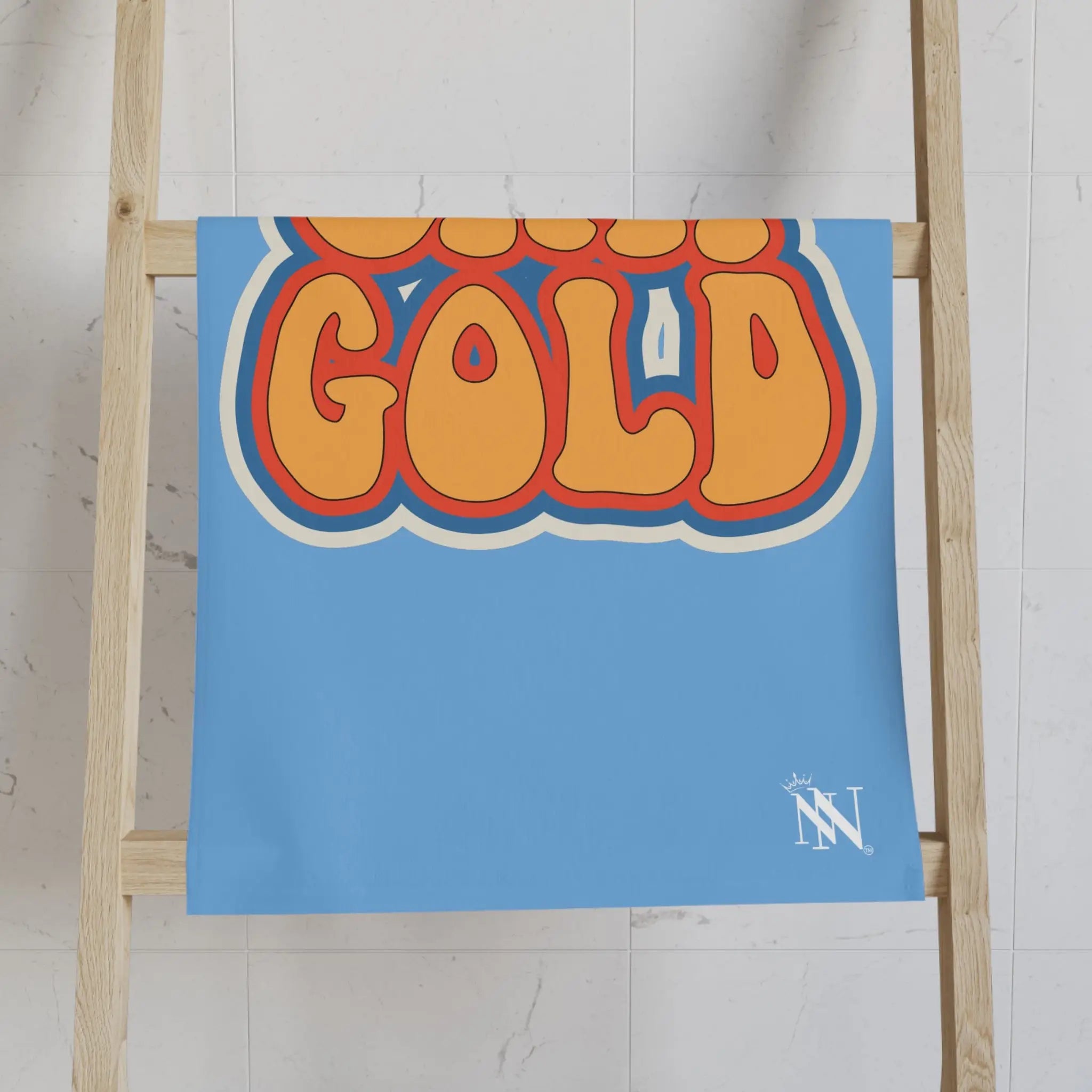 Stay Gold Retro Sticker Light Blue Cum Towel