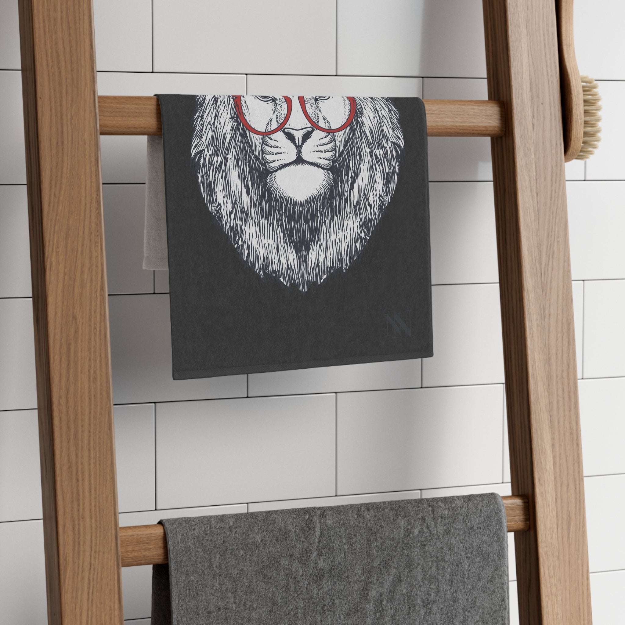 Cool Lion Cat Dark Grey | Mix & Match Soft Fun-Flirty Lovers’ Towels