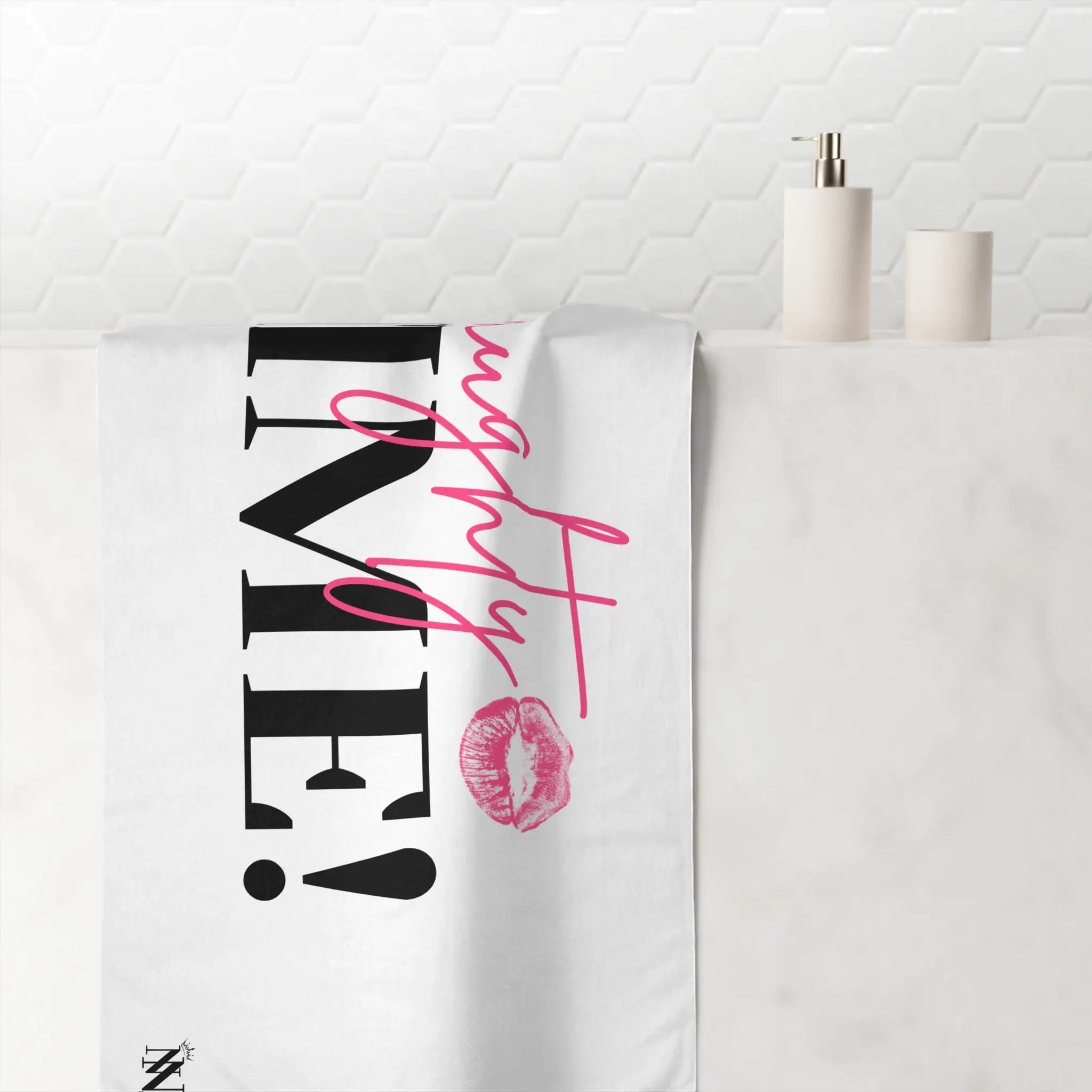 Naughty Time! With a Kiss | Mix & Match XL Fun-Flirty Lovers’ Towels