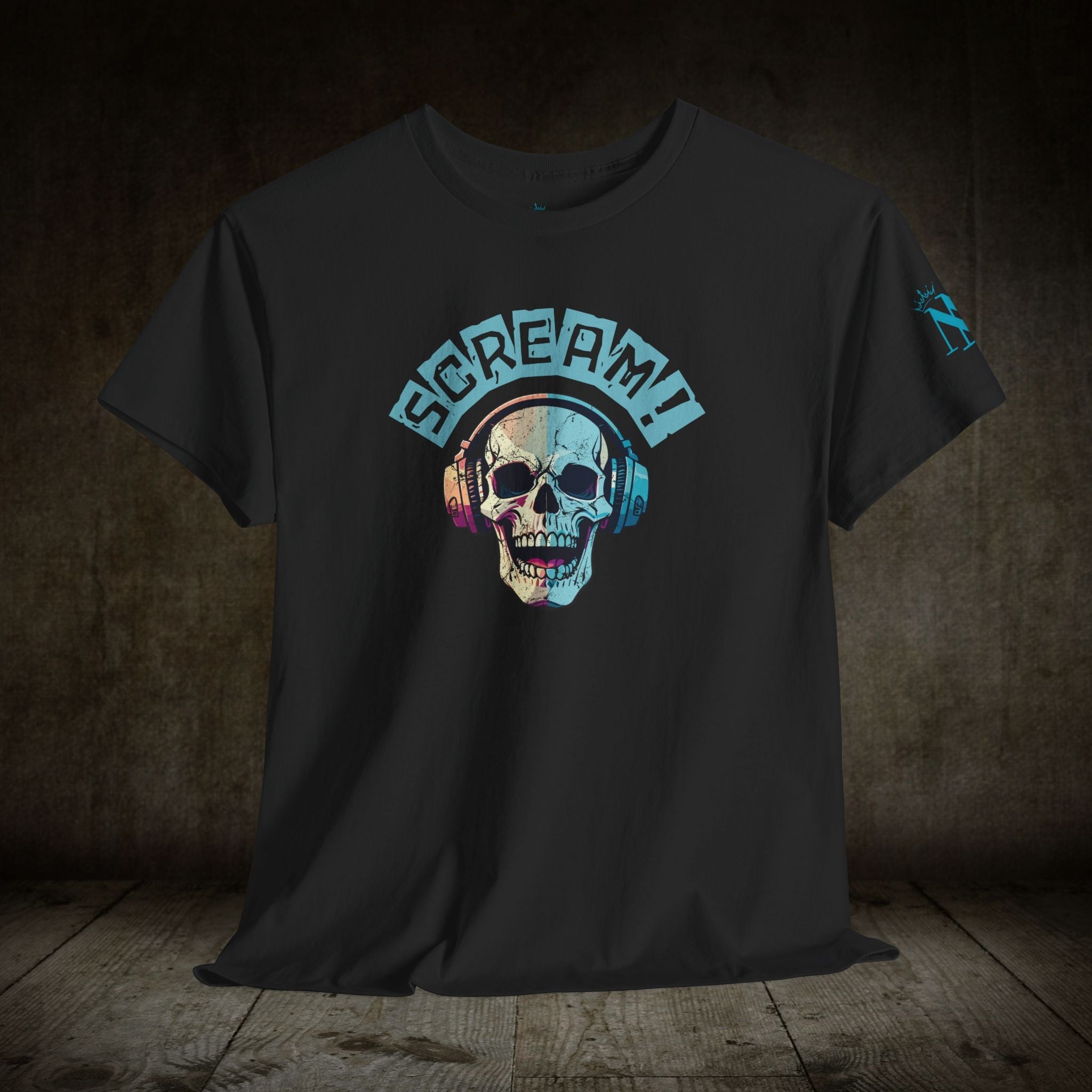 Scream! Skull Headphones | Mix & Match Cotton Unisex Fun-Flirty Lovers’ T-Shirts