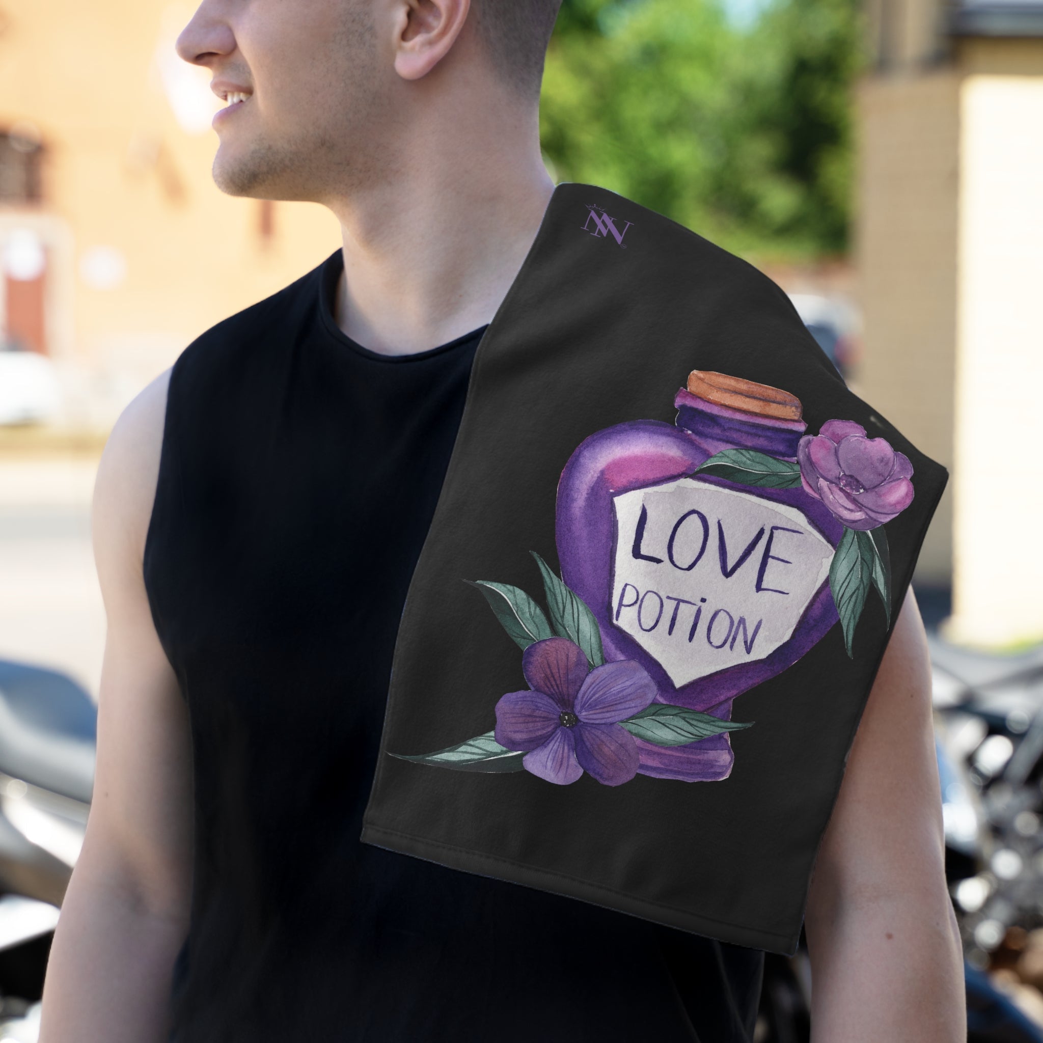 Pretty Love Potion Black | Mix & Match Soft Fun-Flirty Lovers’ Towels