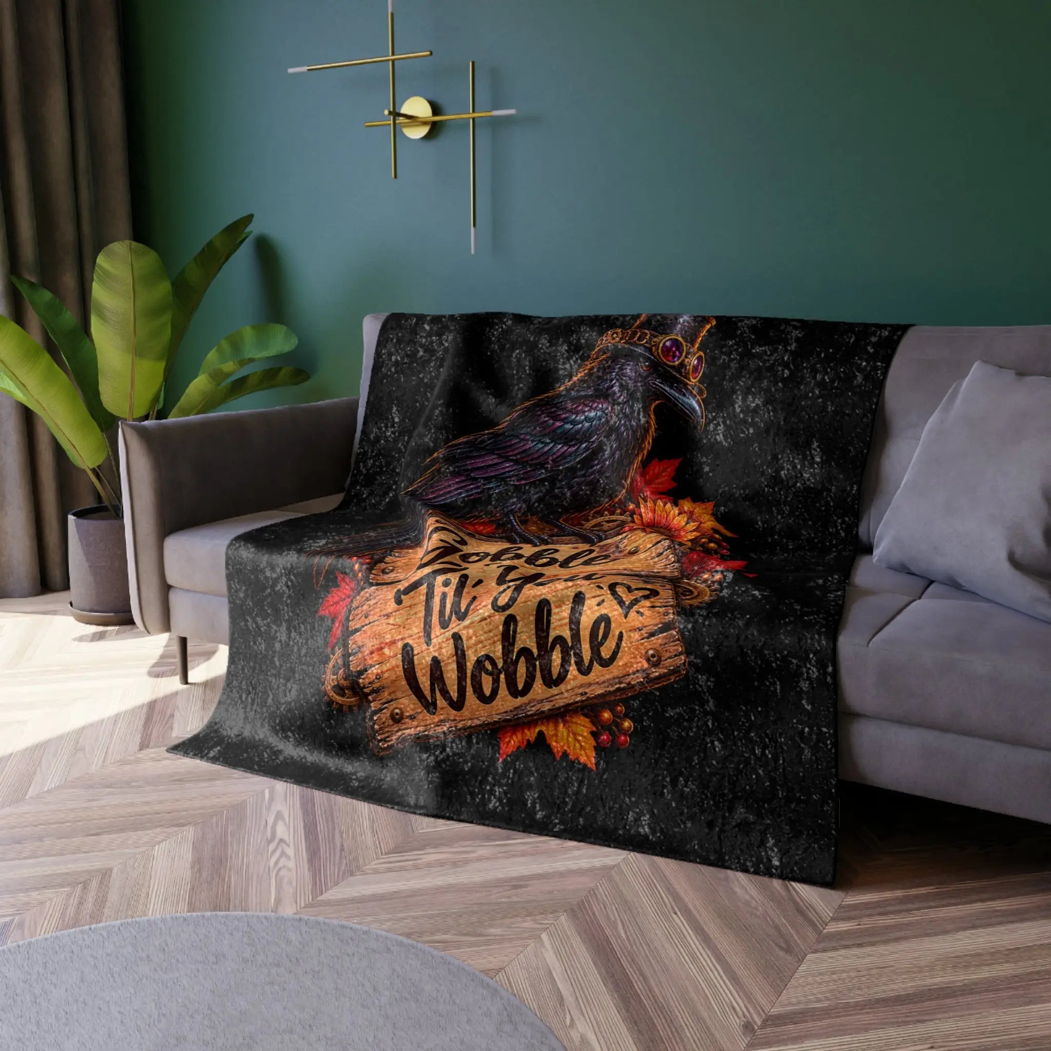 Gobble Tilโ You Wobble Crow | Nectar Napkins Fun-Flirty Loversโ Crushed Velvet Blankets