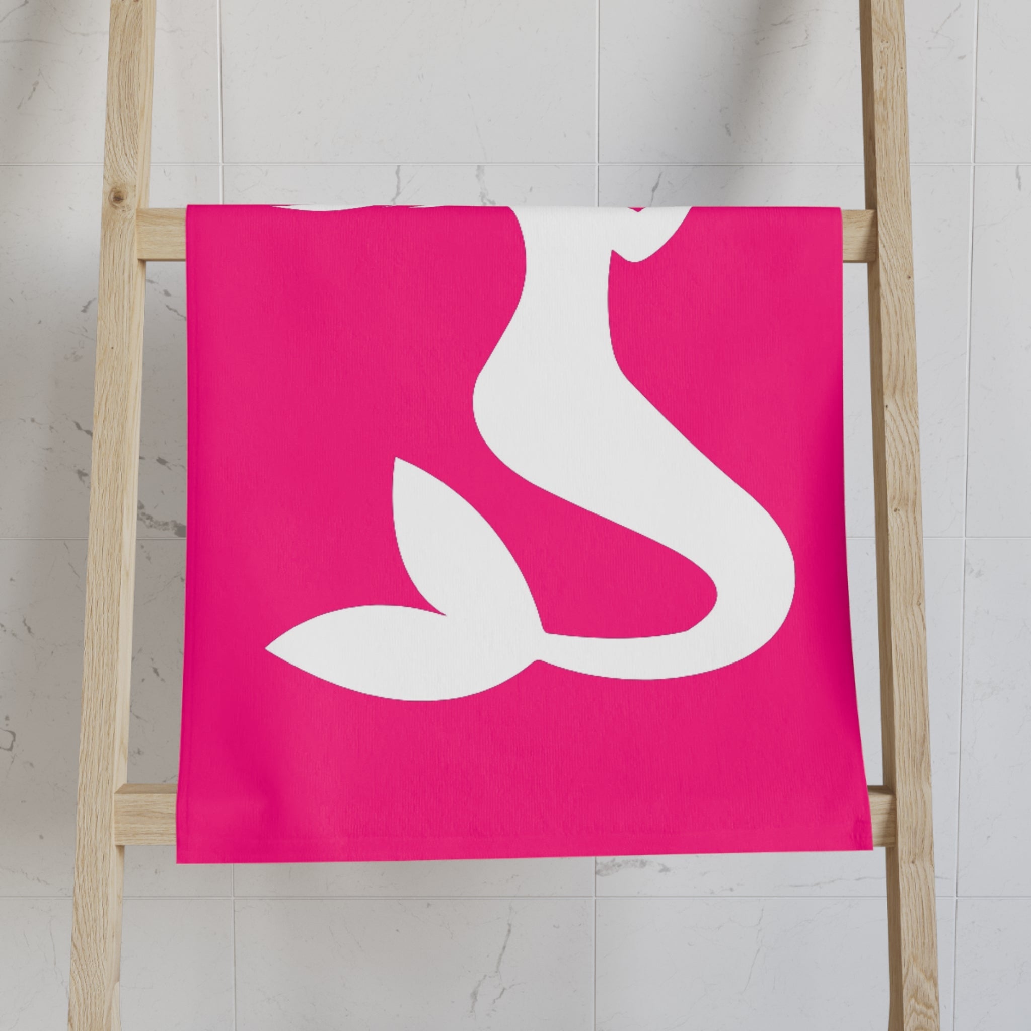 Mermaid Holding Heart Signature Pink Cum Towel