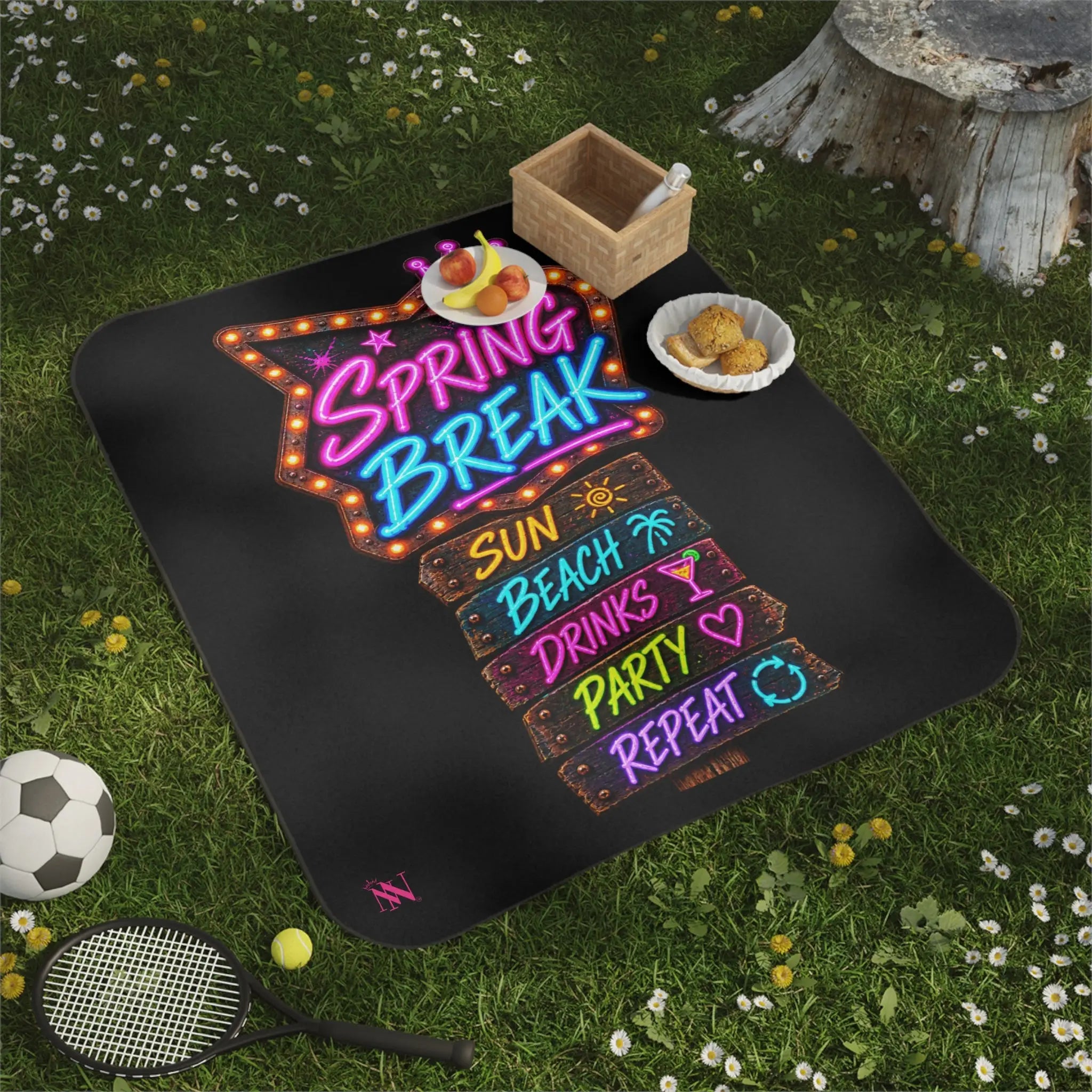 Spring Break Neon Sign Water-Resistant Sex Blanket