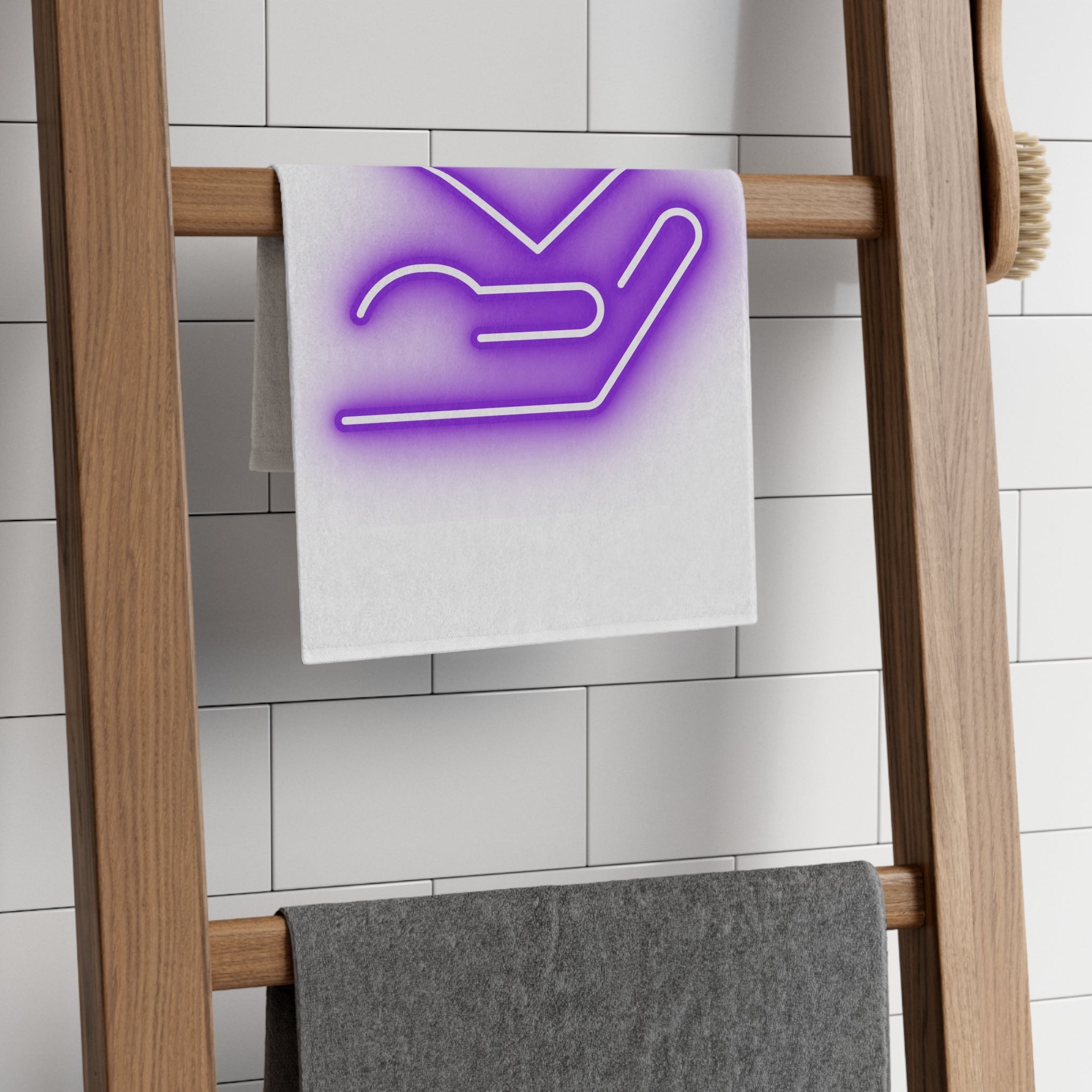 My Purple Heart in Your Hand White | Mix & Match Soft Fun-Flirty Lovers’ Towels