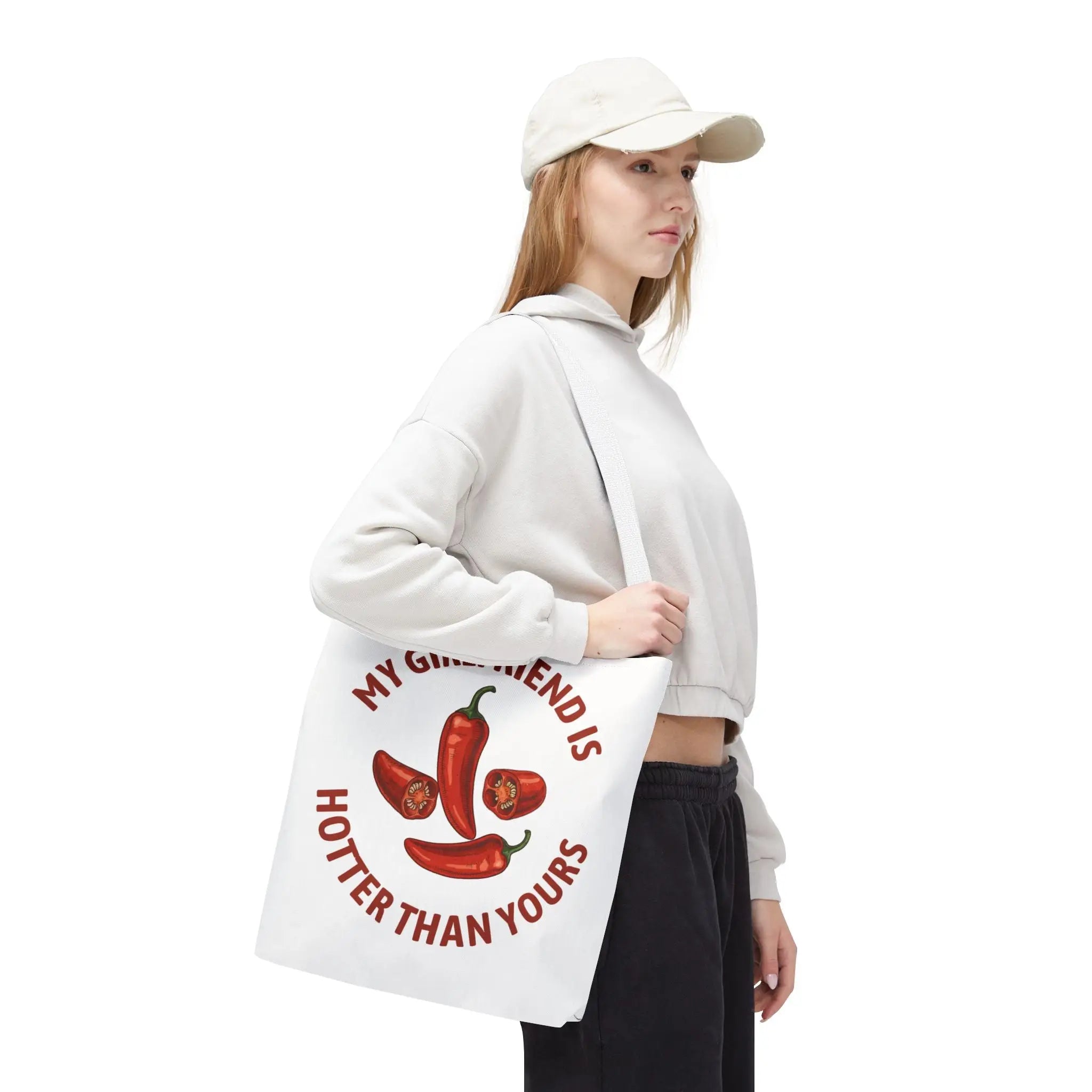 My Girlfriend is Hotter Than Yours Pepper | Mix & Match Fun-Flirty Lovers’ Totes