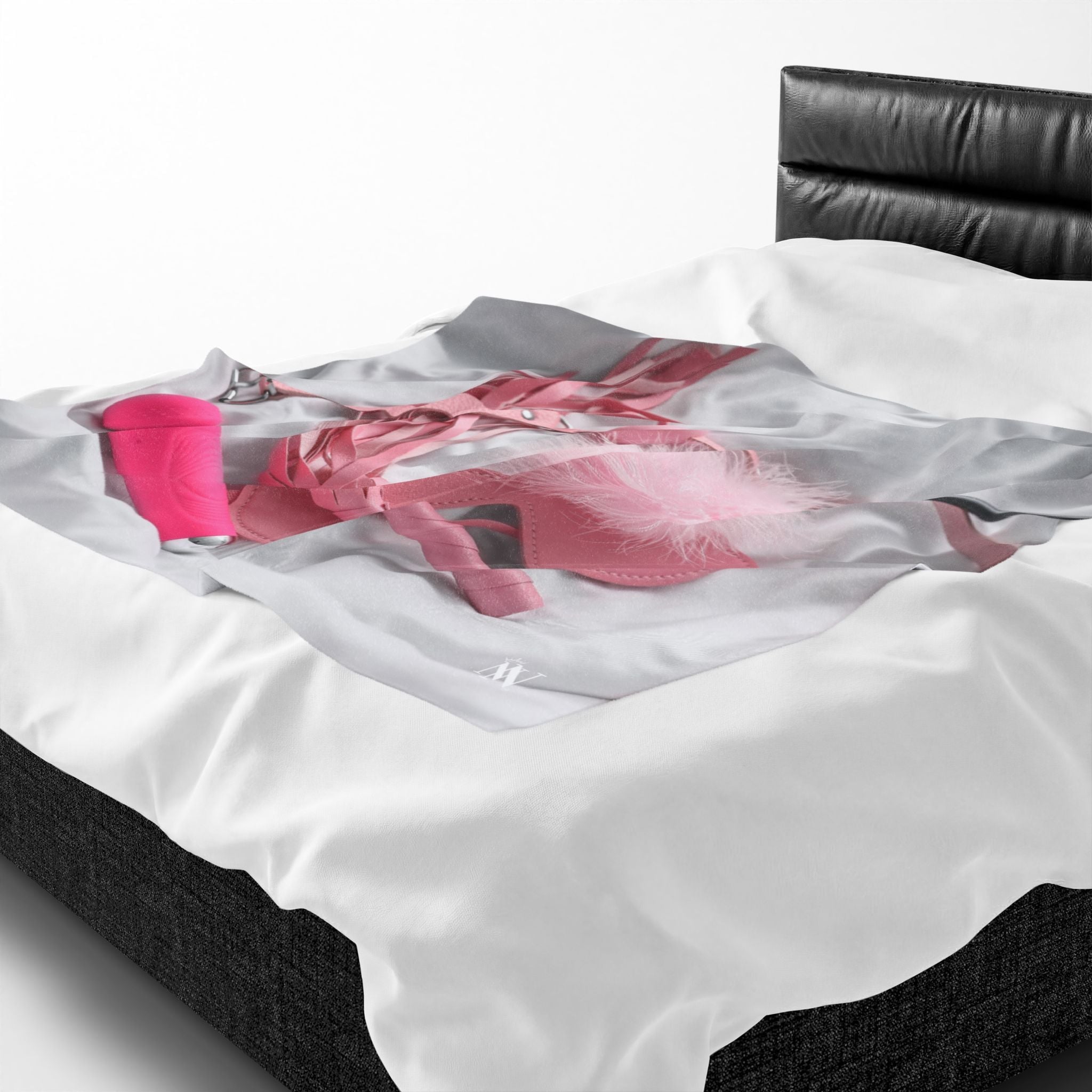 Kinky Pink Sex Toys & Feather Photograph | Mix & Match Soft Fun-Flirty Loversā Blankets