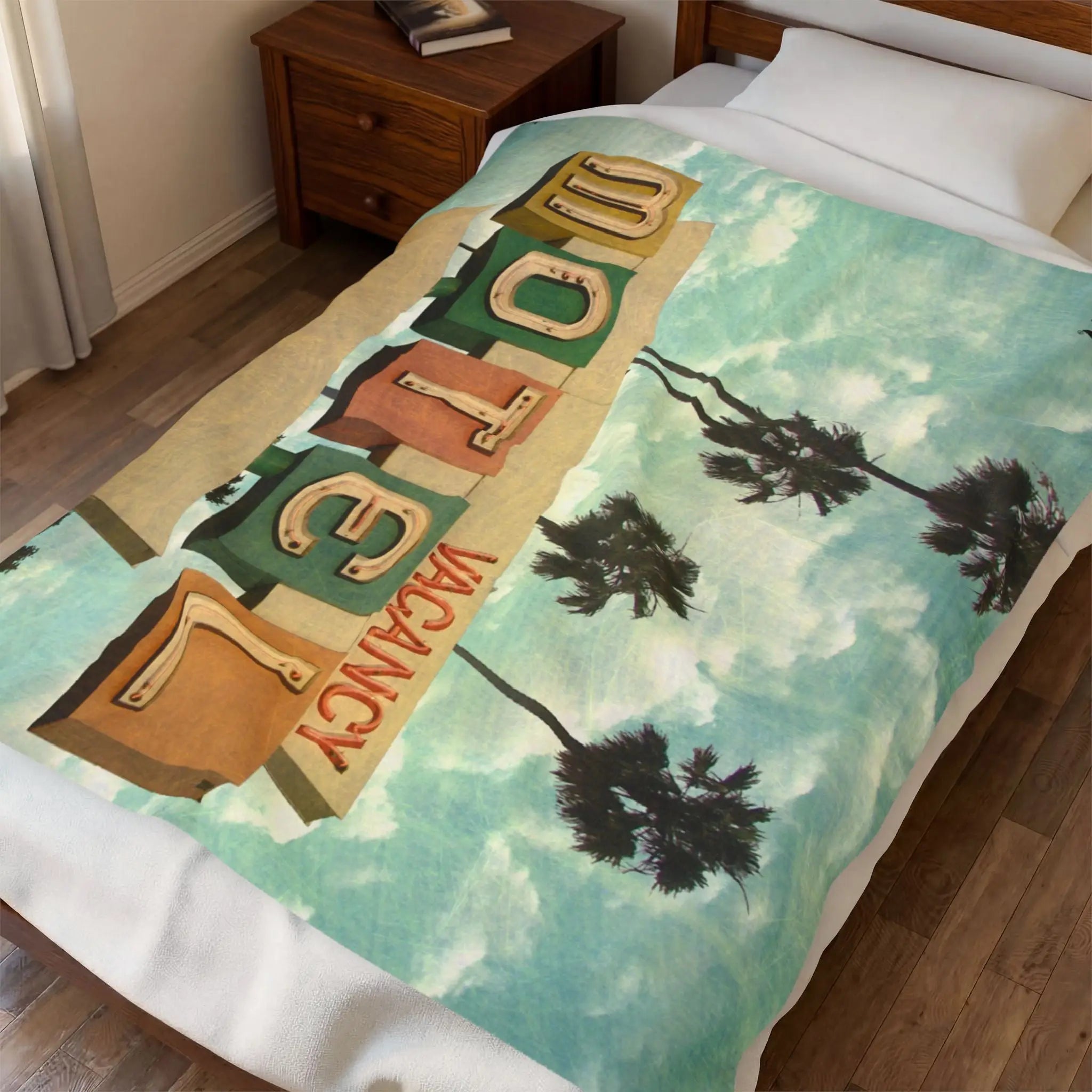 Retro Motel Vacancy Blanket