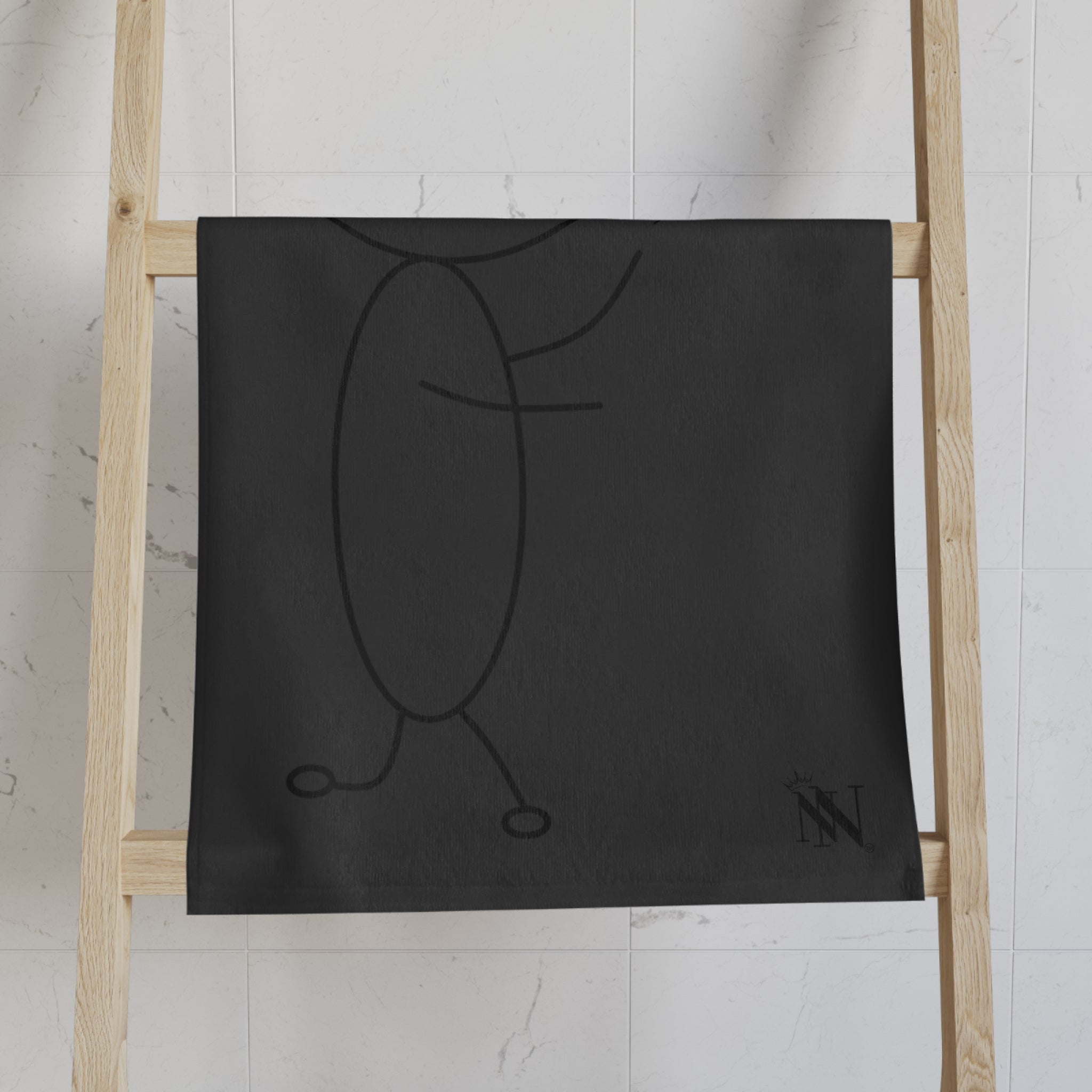Stick Man Heart Balloon Dark Grey Cum Towel