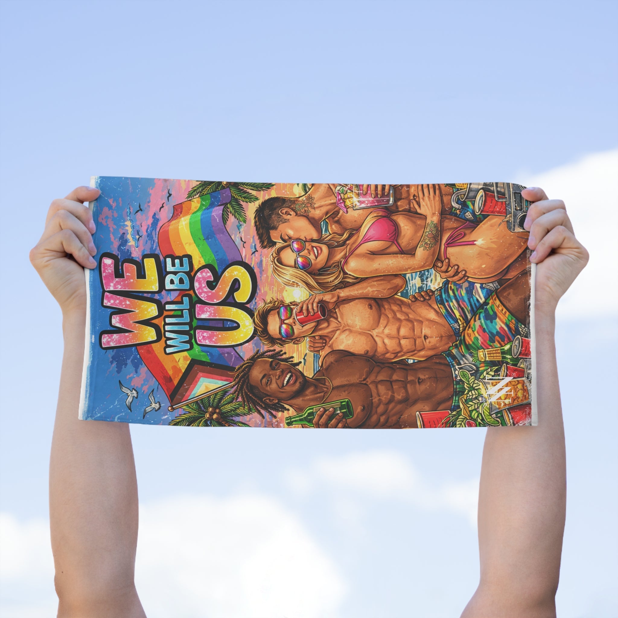 Pride Party We Will Be Us Graphic Series | Mix & Match Soft Fun-Flirty Lovers’ Towels