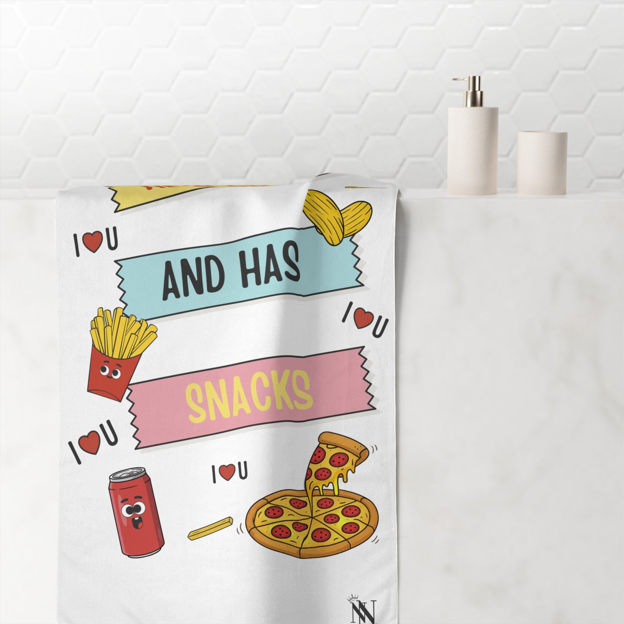 He’s Cute and Has Snacks | Mix & Match XL Fun-Flirty Lovers’ Towels