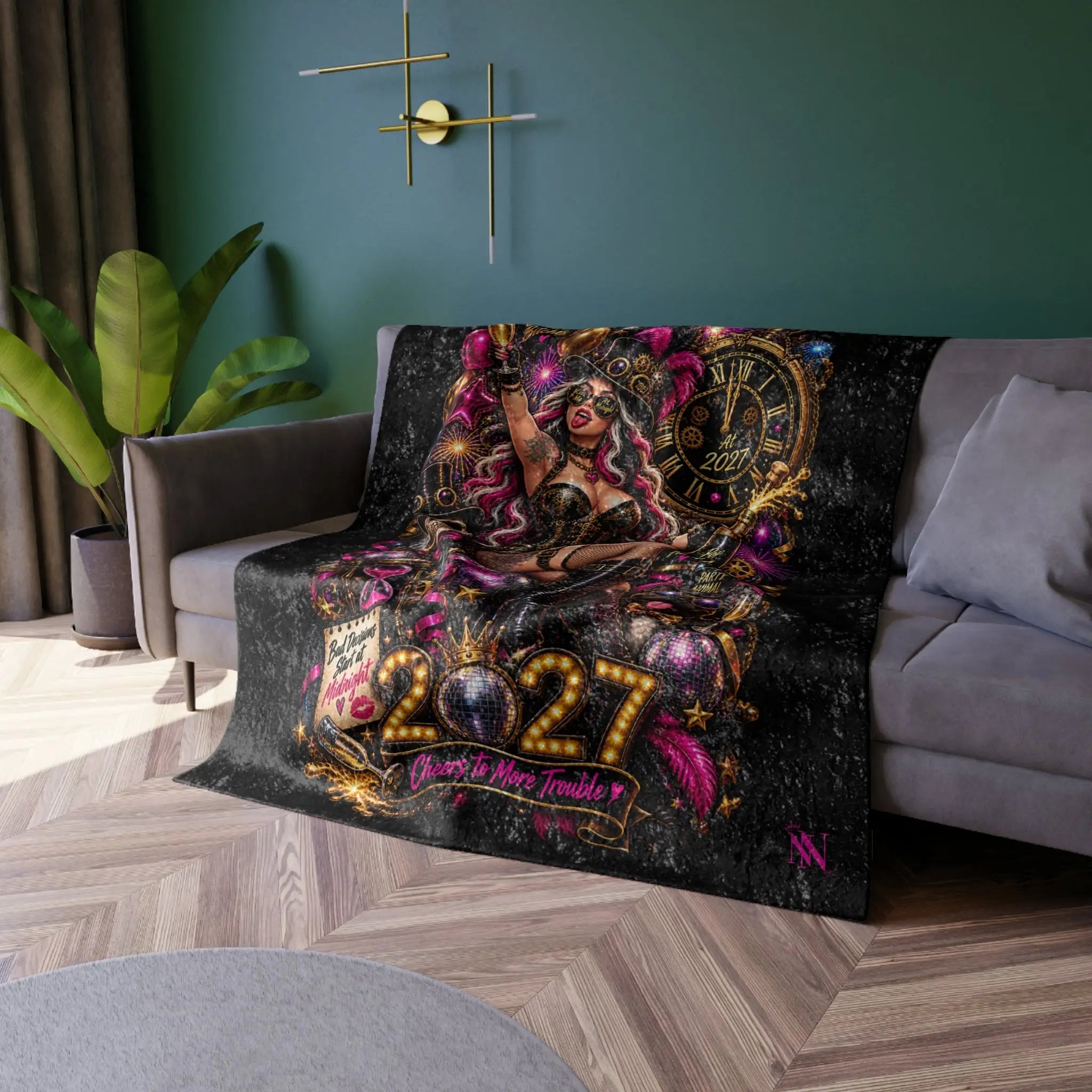 New Yearโs Eve Wicked Fantasy | Nectar Napkins Fun-Flirty Loversโ Crushed Velvet Blankets