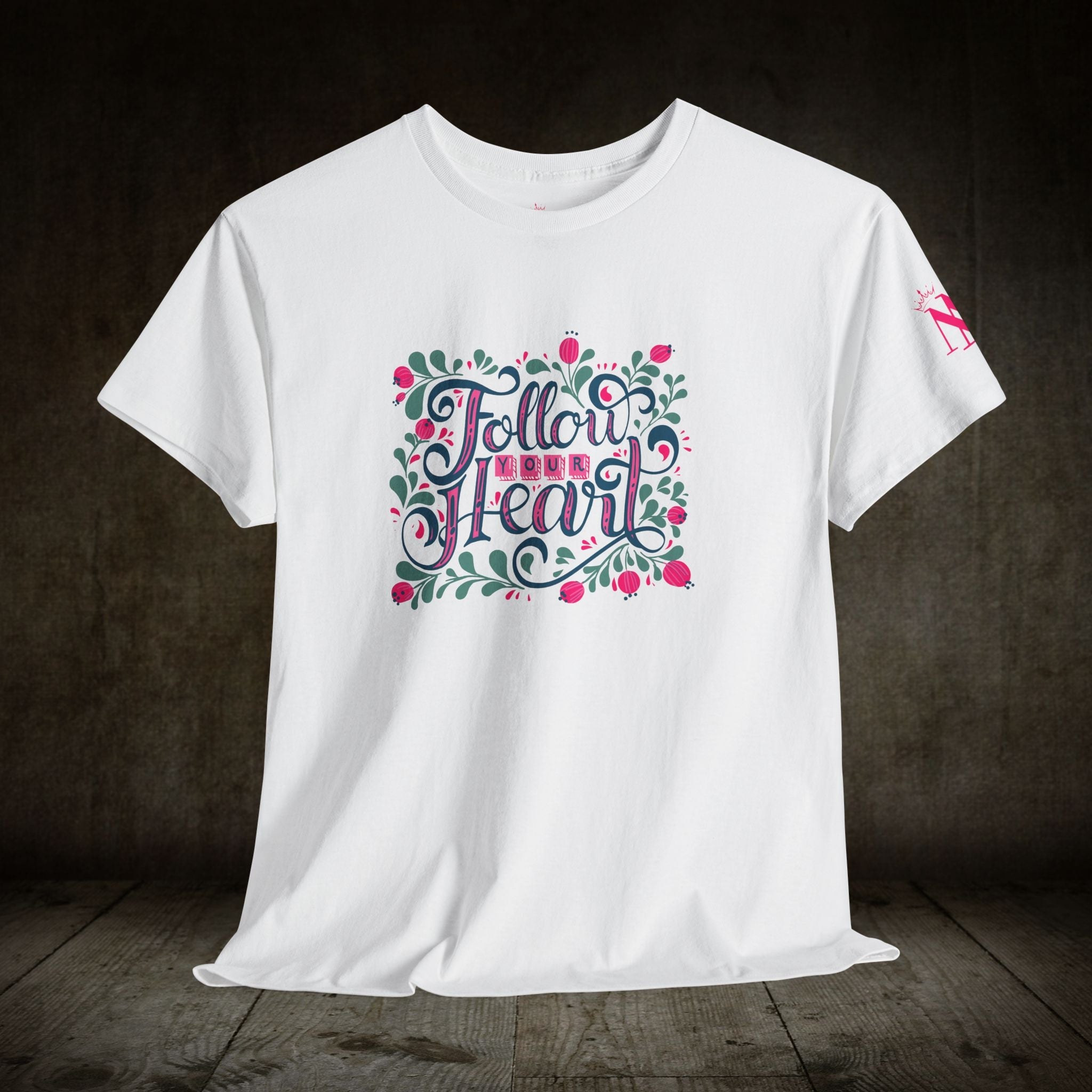 Follow Your Heart Floral | Mix & Match Cotton Unisex Fun-Flirty Lovers’ T-Shirts