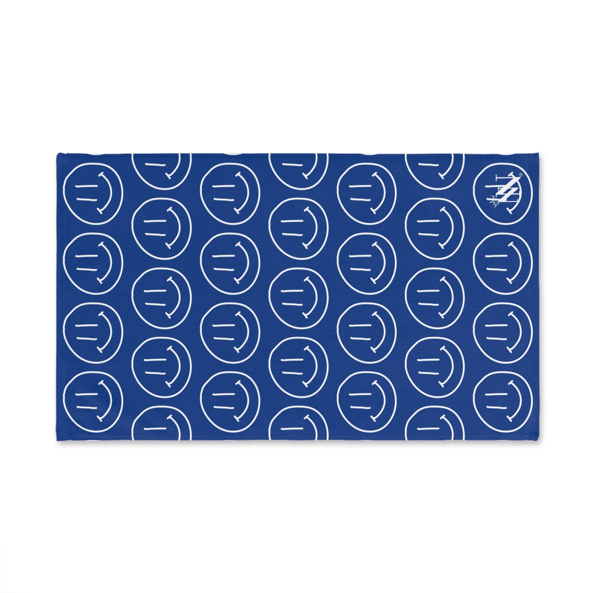 Happy Smiling Emoji Pattern Blue Cum Towel