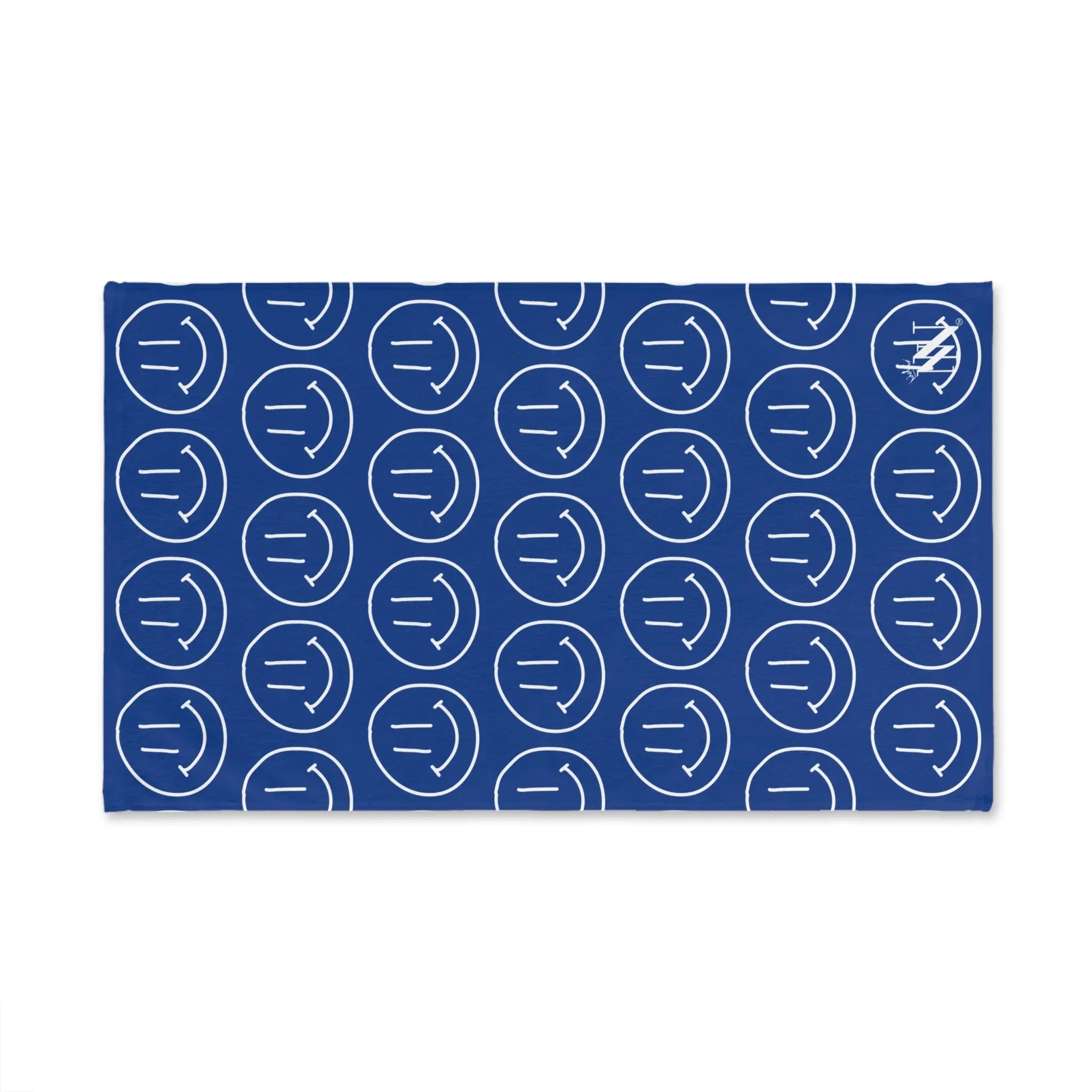 Happy Smiling Emoji Pattern Blue Cum Towel
