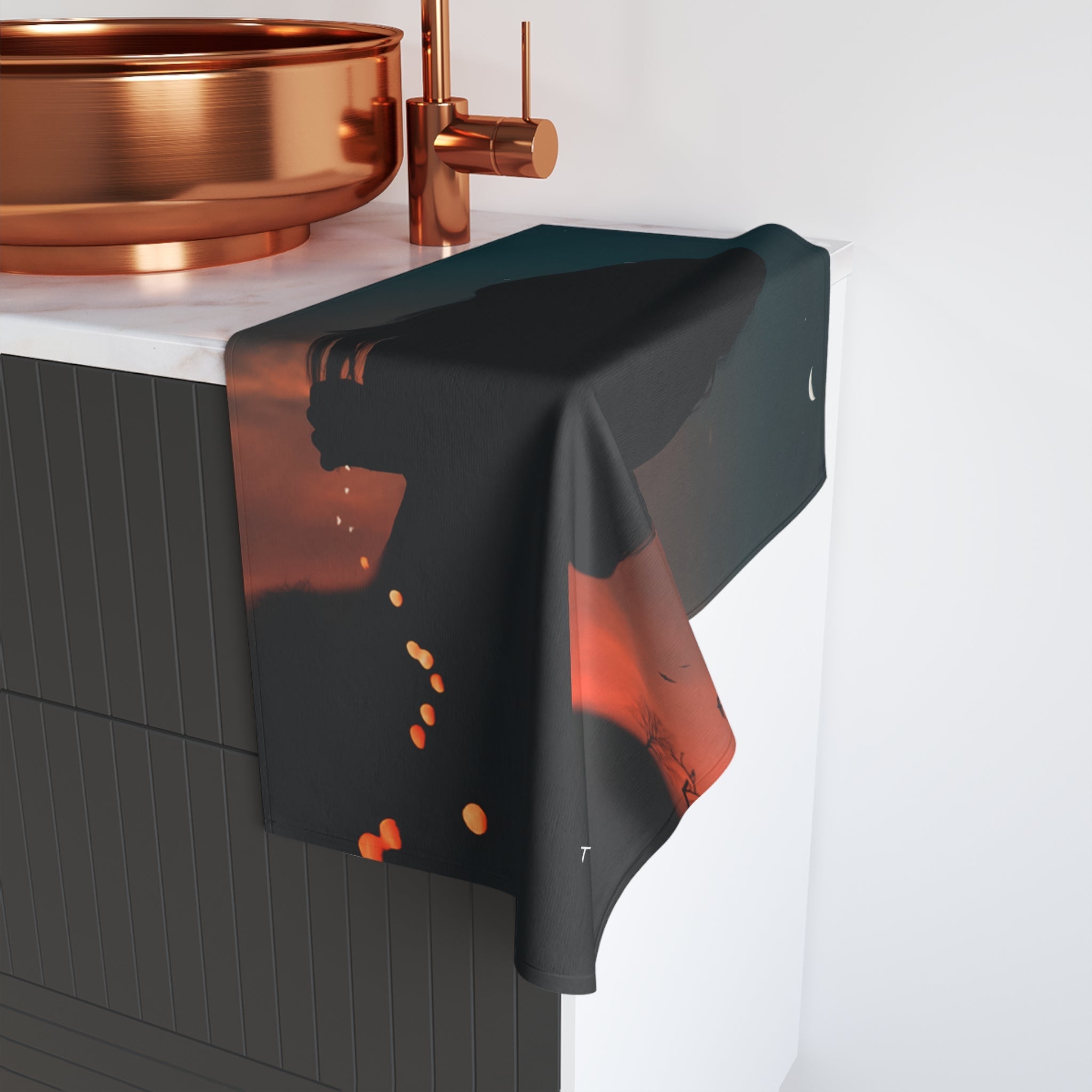 Sunset Silhouette Woman 3D Print | Mix & Match Original Fun-Flirty Lovers’ Towels