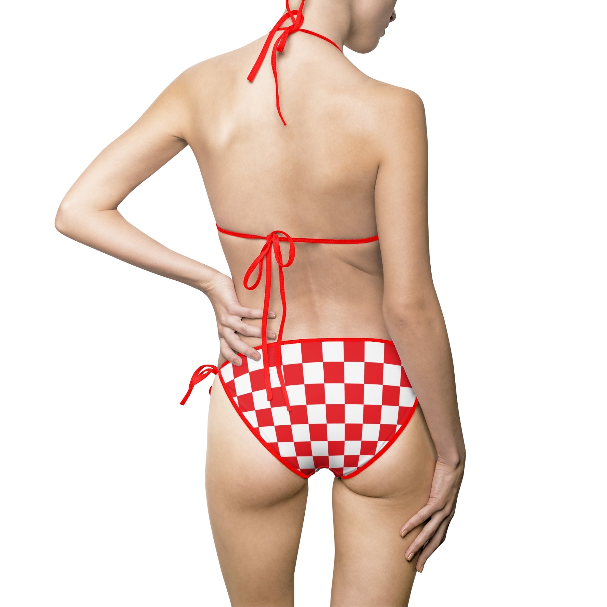Red & White Checkered | Mix & Match Fun-Flirty Lovers’ String Bikinis