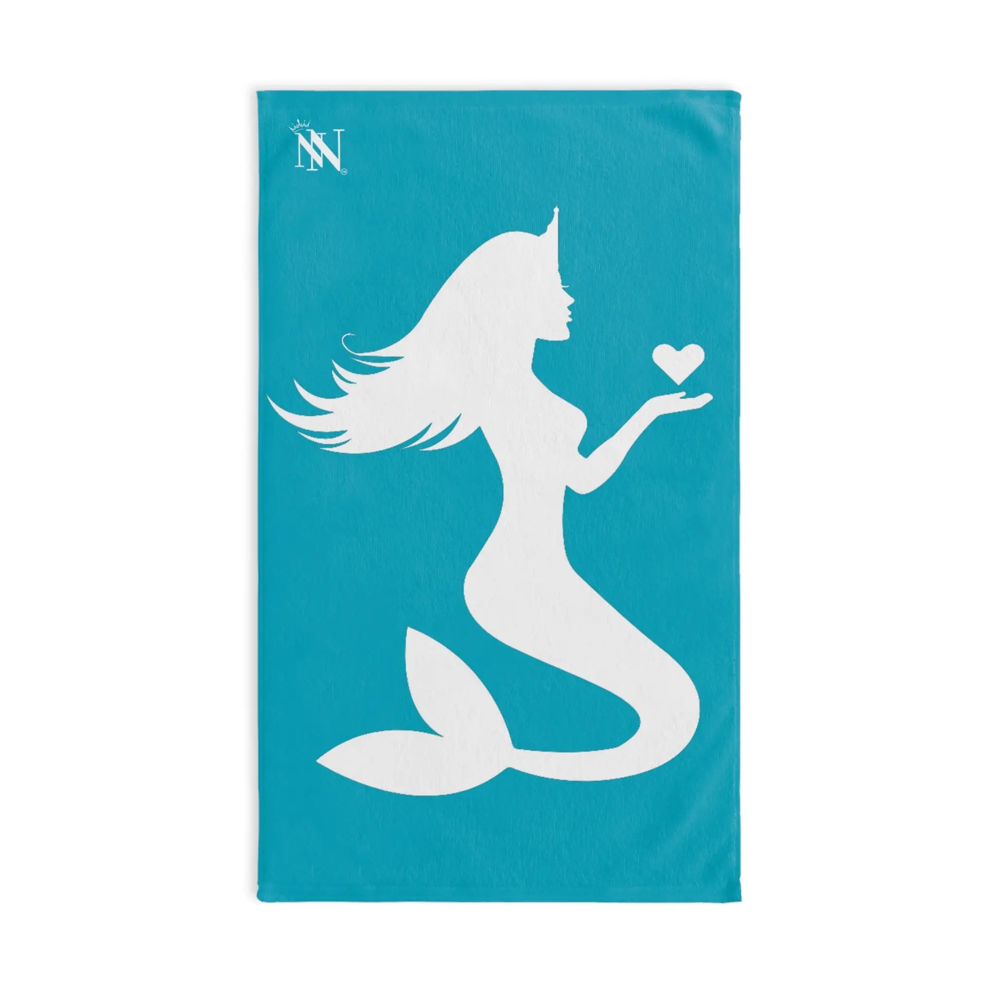 Mermaid Holding Heart Teal Cum Towel