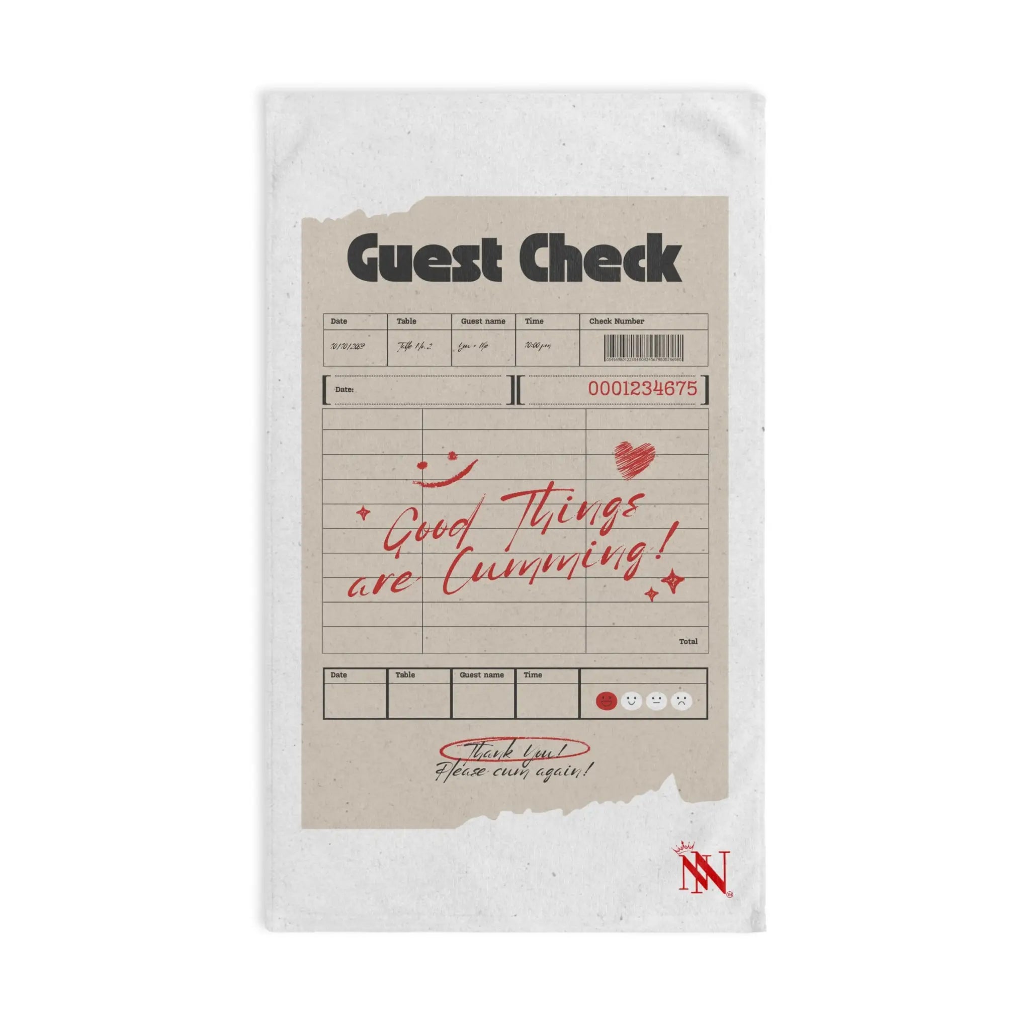 Good Things Are Cumming! Vintage Guest Check | Mix & Match Original Fun-Flirty Lovers’ Towels