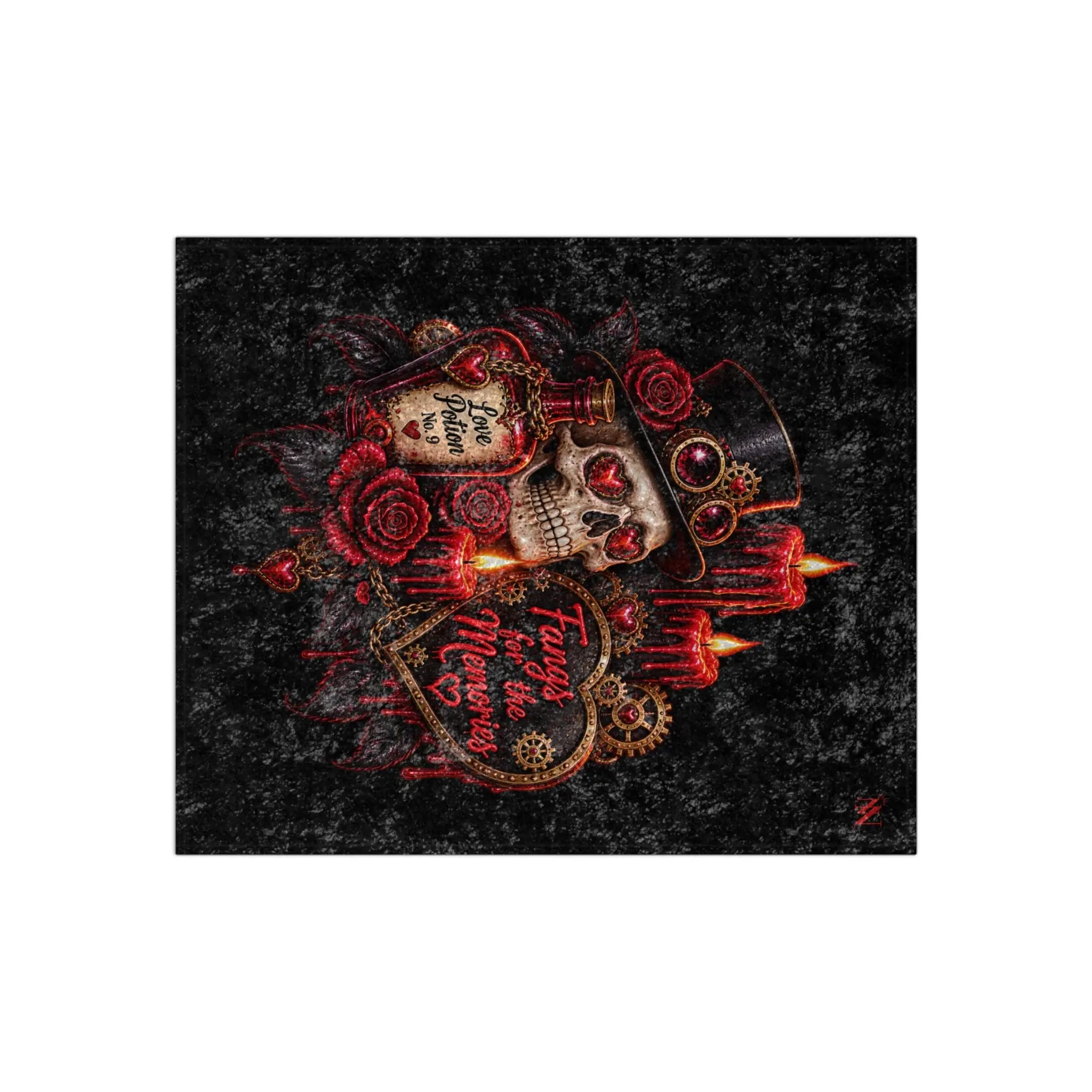 Fangs for the Memories Skull | Nectar Napkins Fun-Flirty Lovers’ Crushed Velvet Blankets