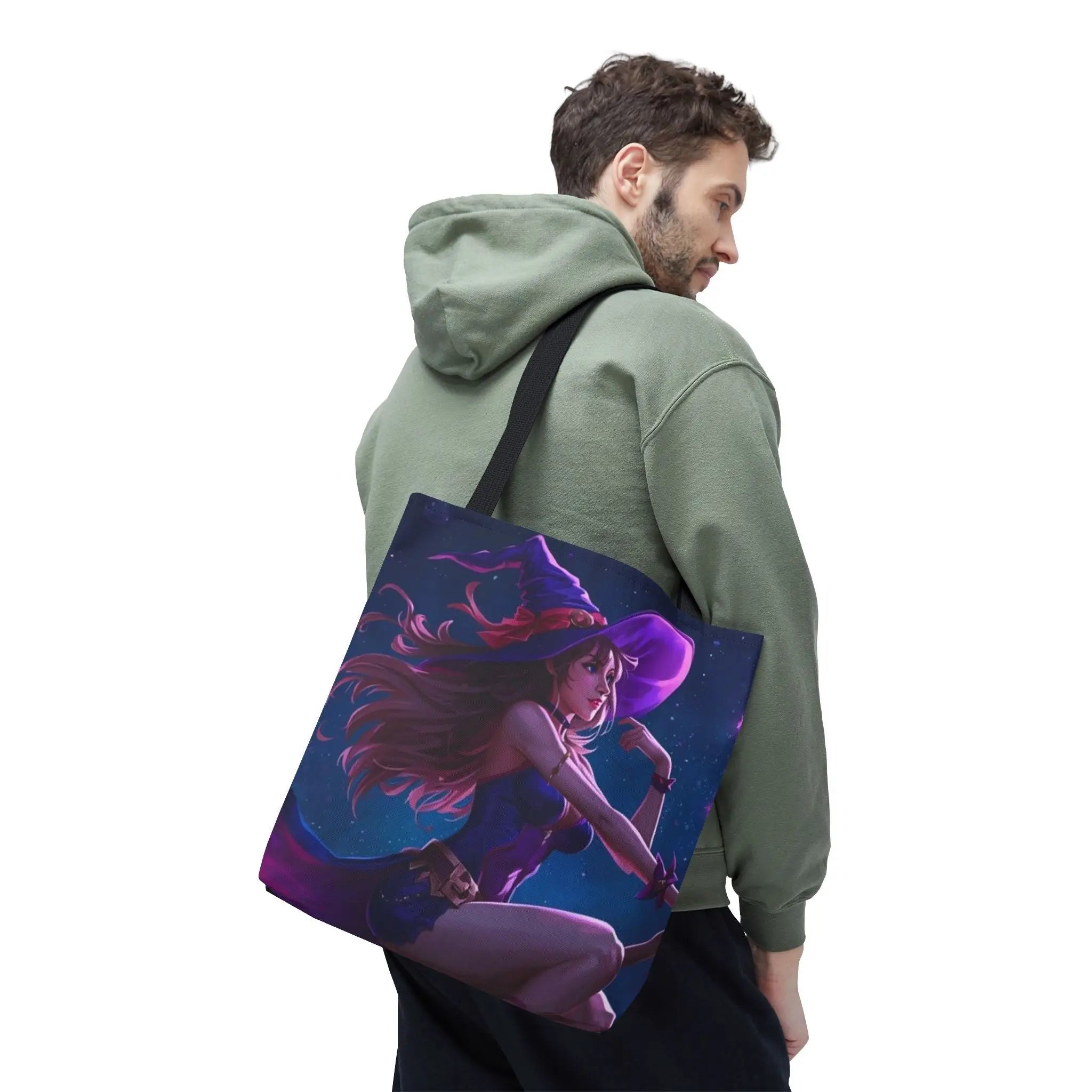 Flying Witch Broomstick Fantasy Women Everyday Weekend Getaway Tote Bag