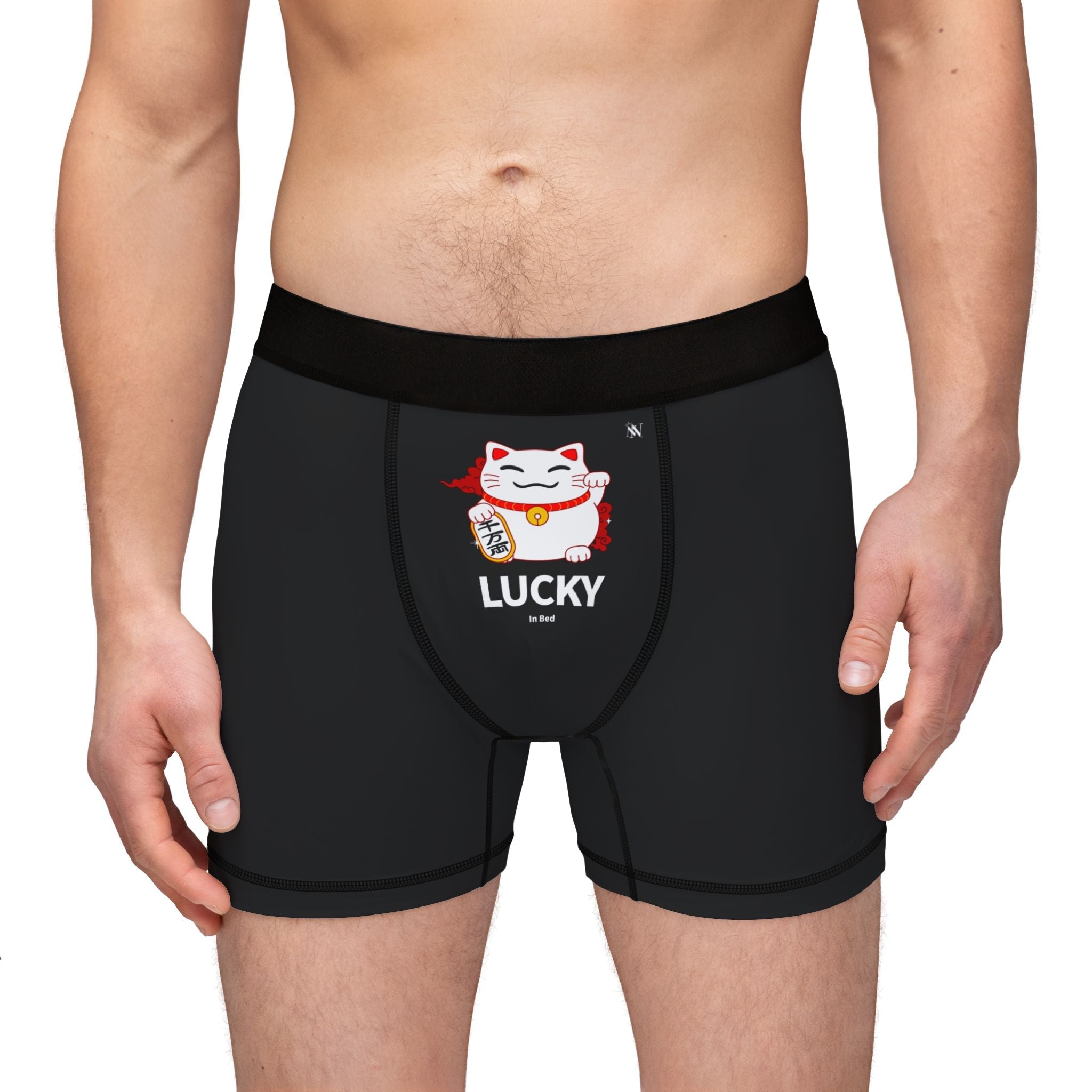 Lucky In Bed Beckoning Cat | Mix & Match Men’s Fun-Flirty Lovers’ Boxer Briefs