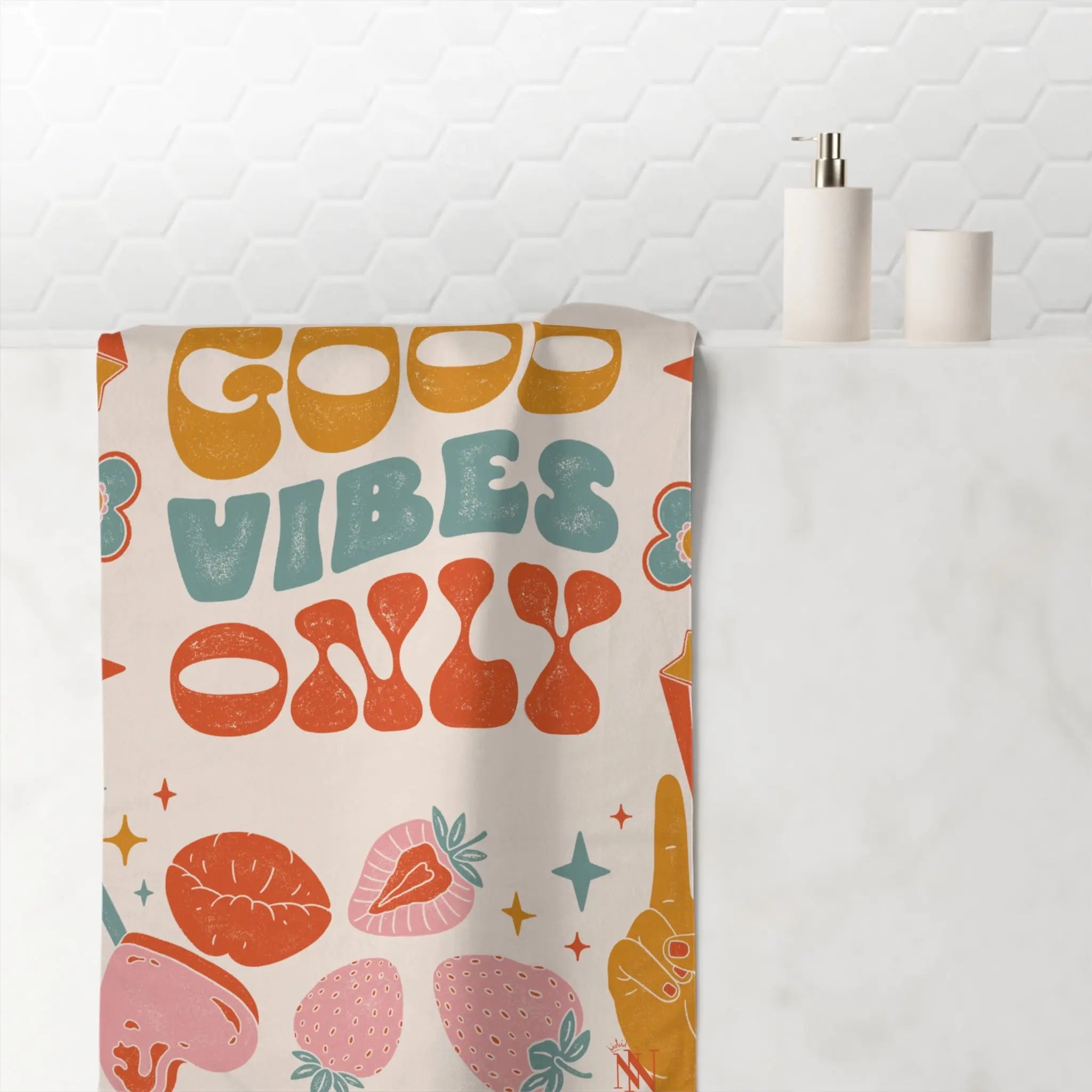 Vintage Boho Good Vibes Only | Mix & Match XL Fun-Flirty Lovers’ Towels
