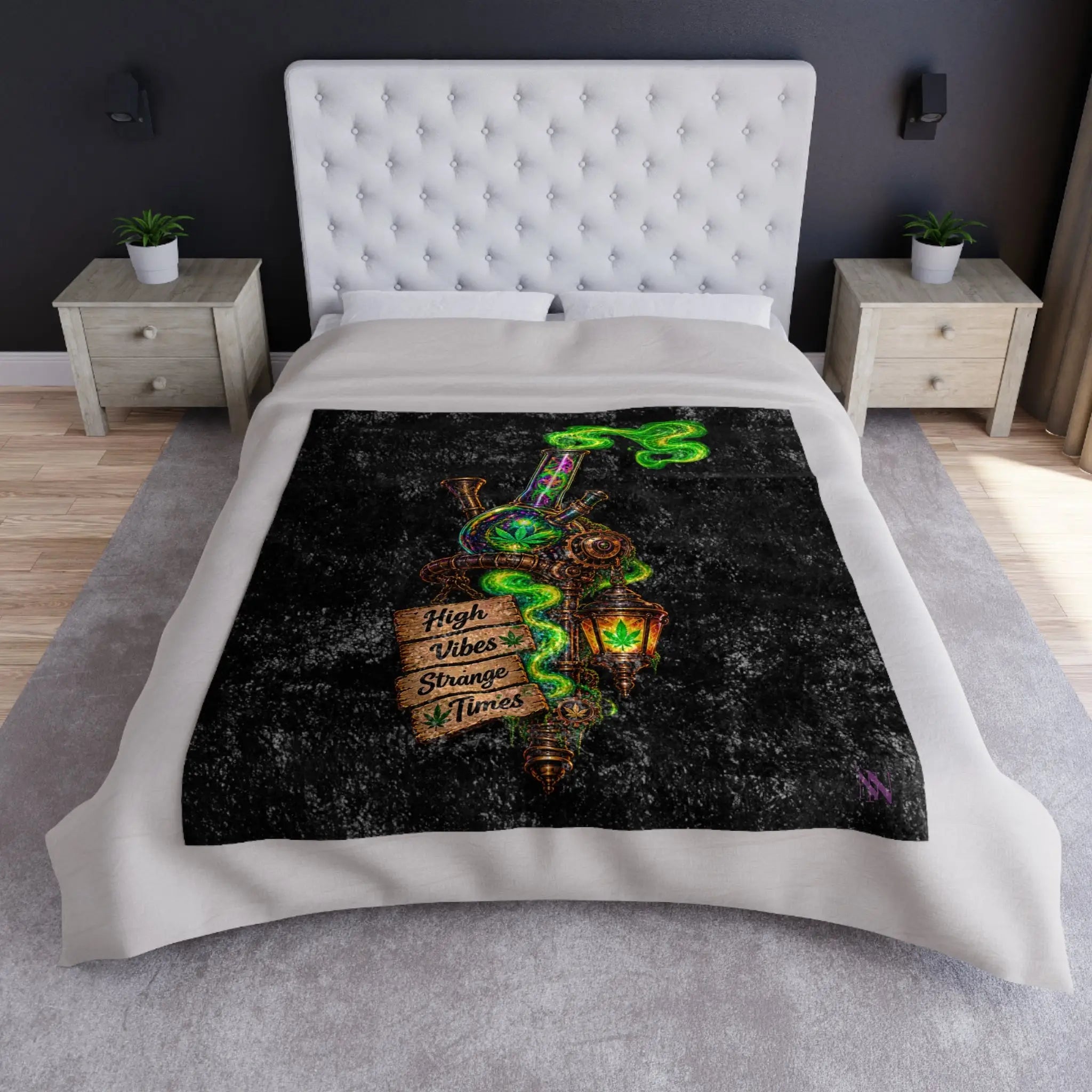 High Vibes Strange Times Crushed Velvet Blanket