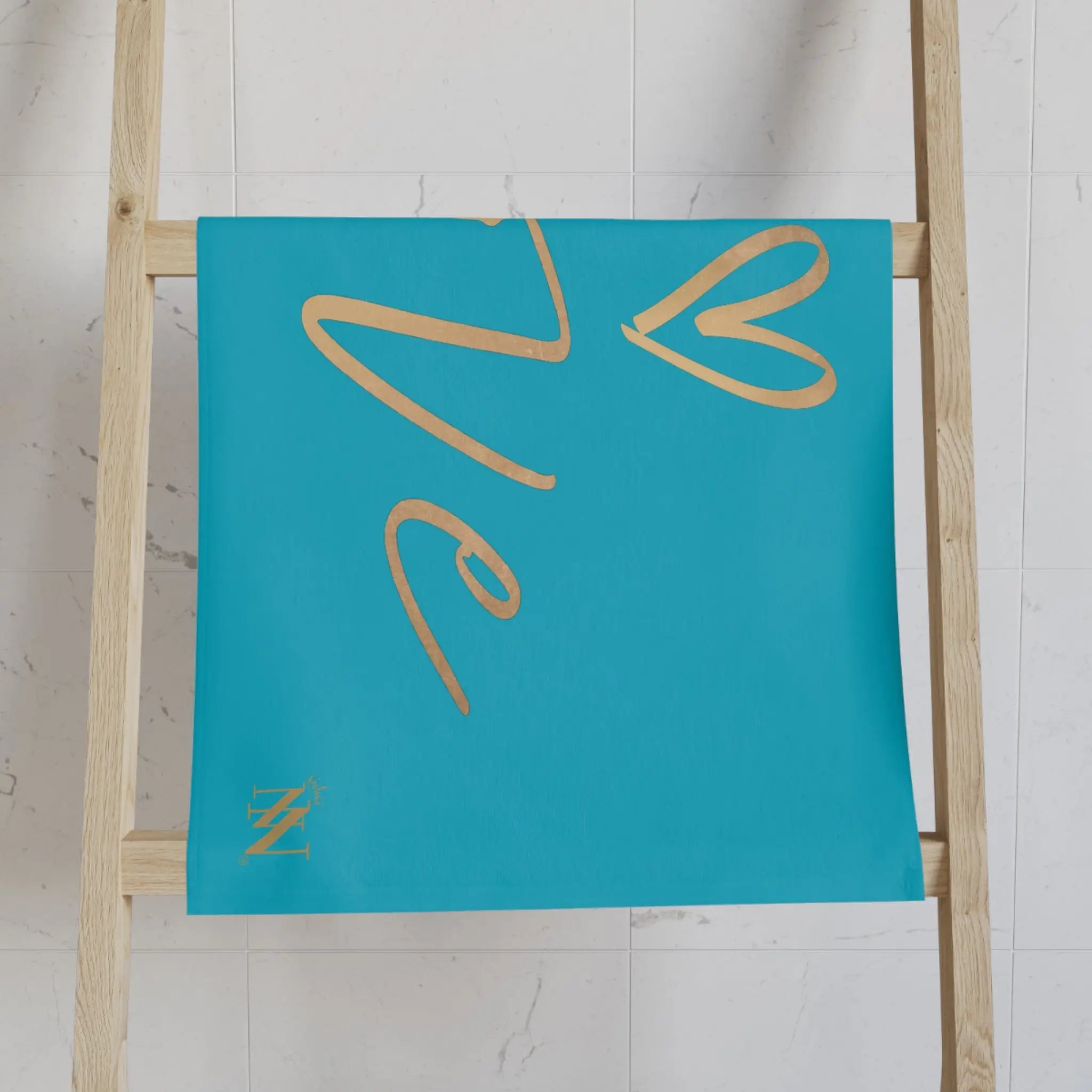 Gold Love Heart Teal Cum Towel