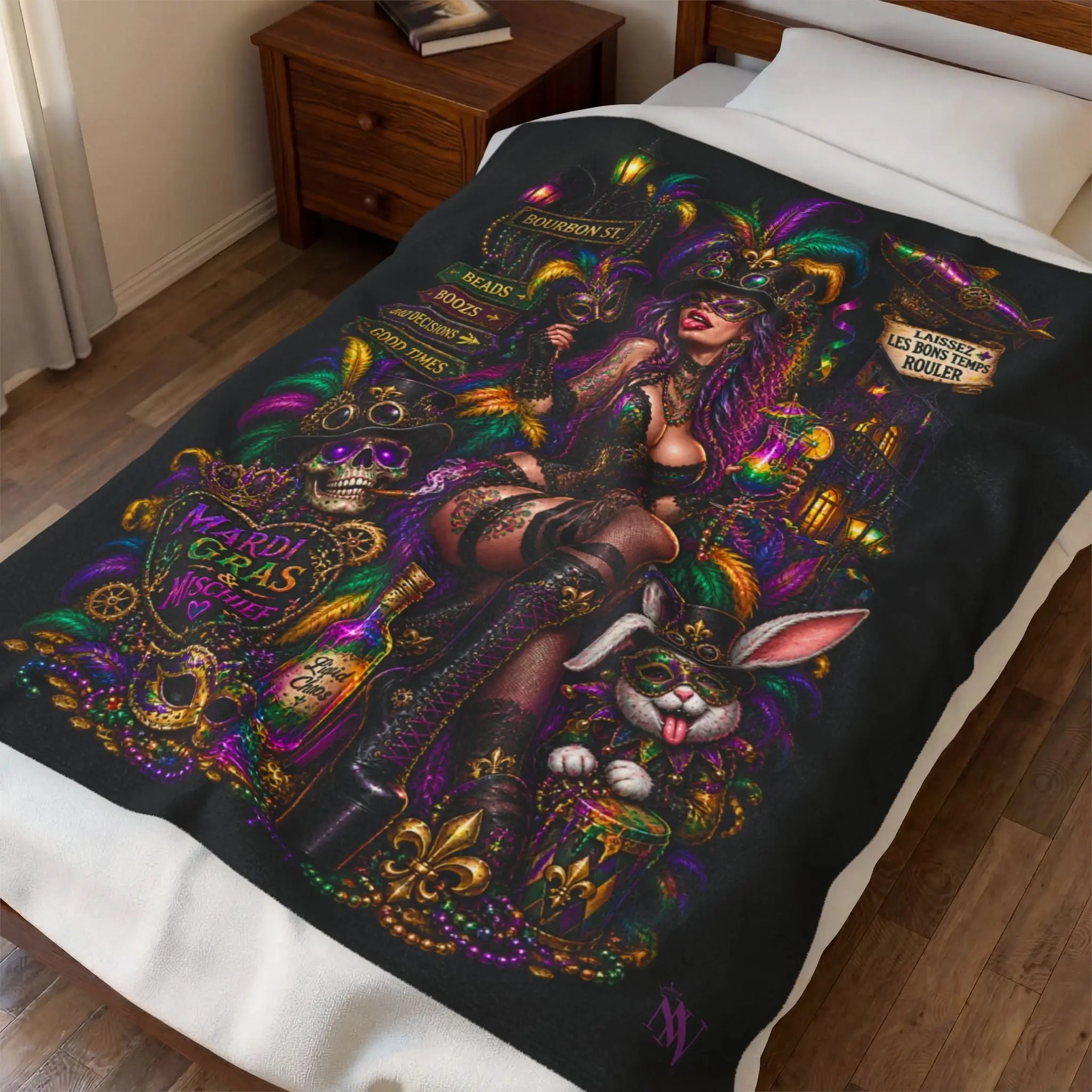 Mardi Gras Wicked Fantasy | Nectar Napkins Fun-Flirty Lovers’ Blankets