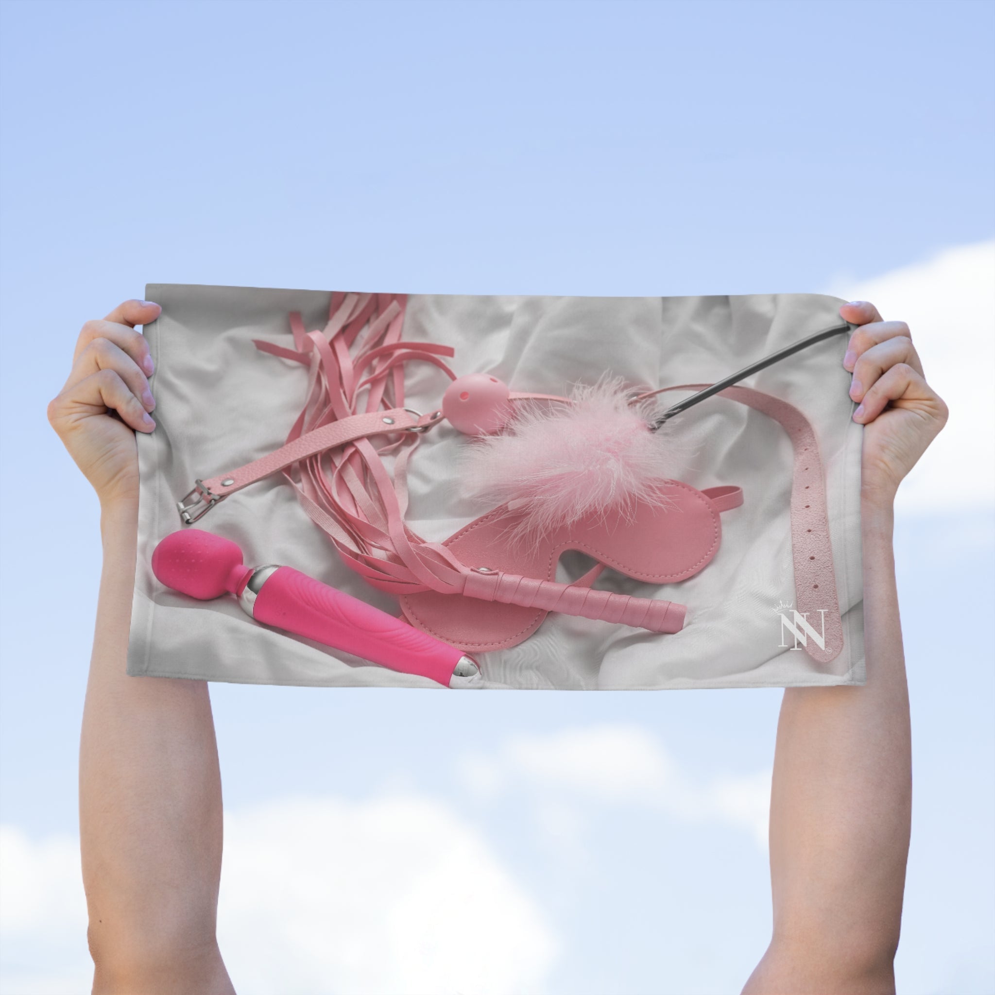 Kinky Pink Sex Toys & Feather Photograph | Mix & Match Soft Fun-Flirty Lovers’ Towels
