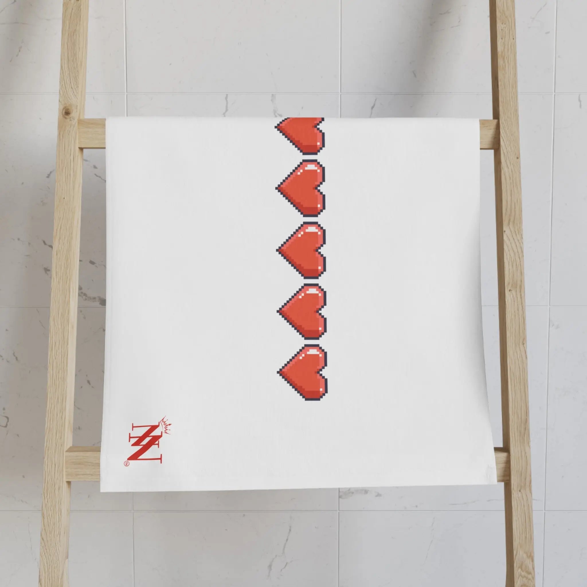 Eating Hearts Gamers White | Mix & Match Classic Fun-Flirty Lovers’ Towels