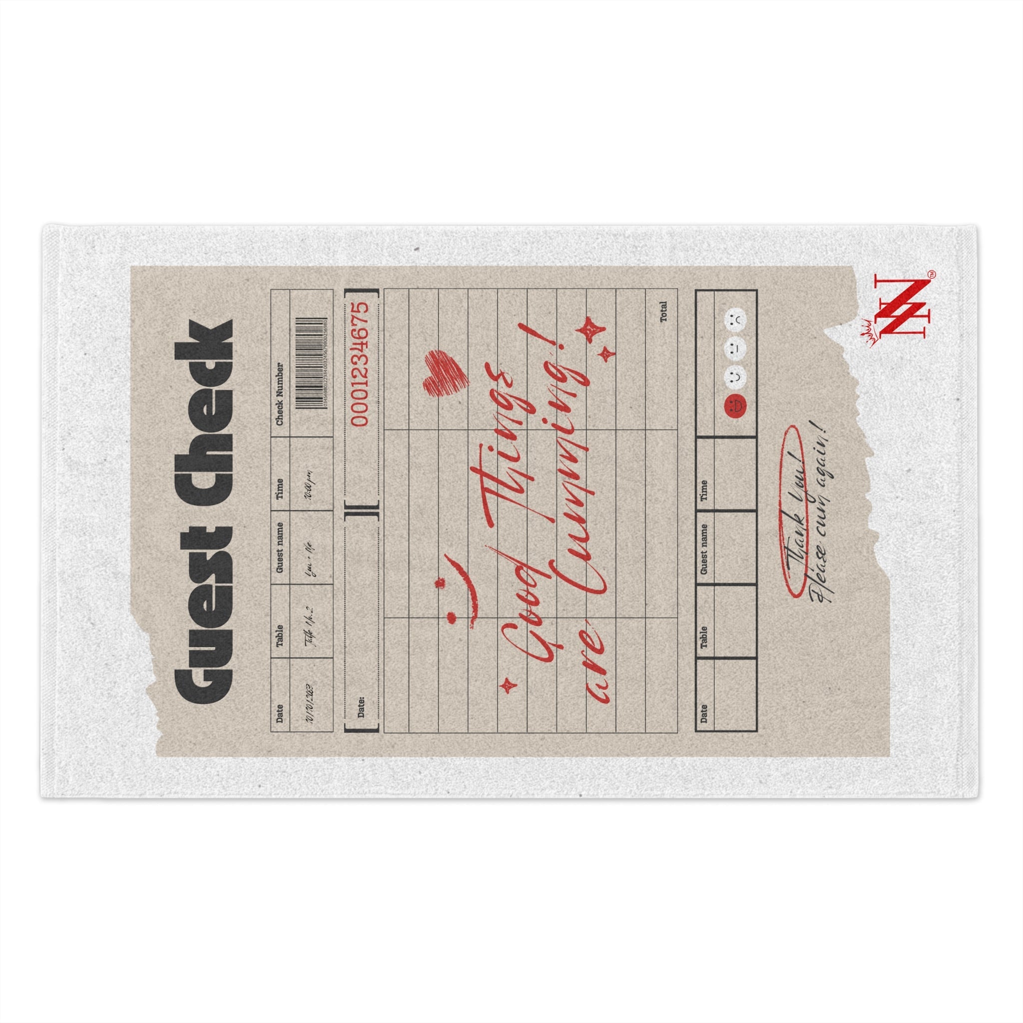 Good Things Are Cumming! Vintage Guest Check | Mix & Match Soft Fun-Flirty Lovers’ Towels