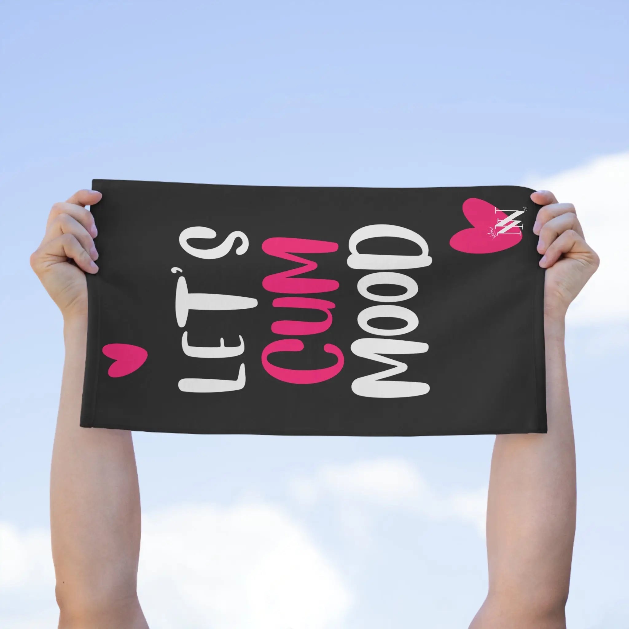 Let’s Cum Mood Hearts Silky Soft Sex Towel