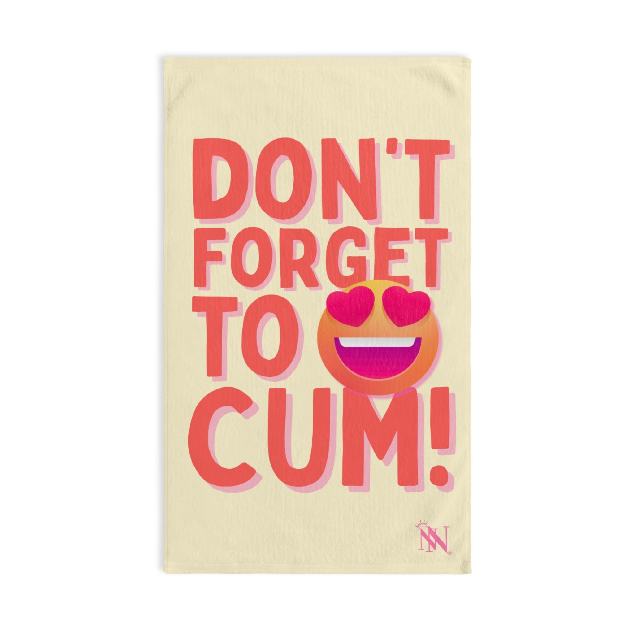 Donât Forget to Cum! Heart Eyes Emoji Cum Towel