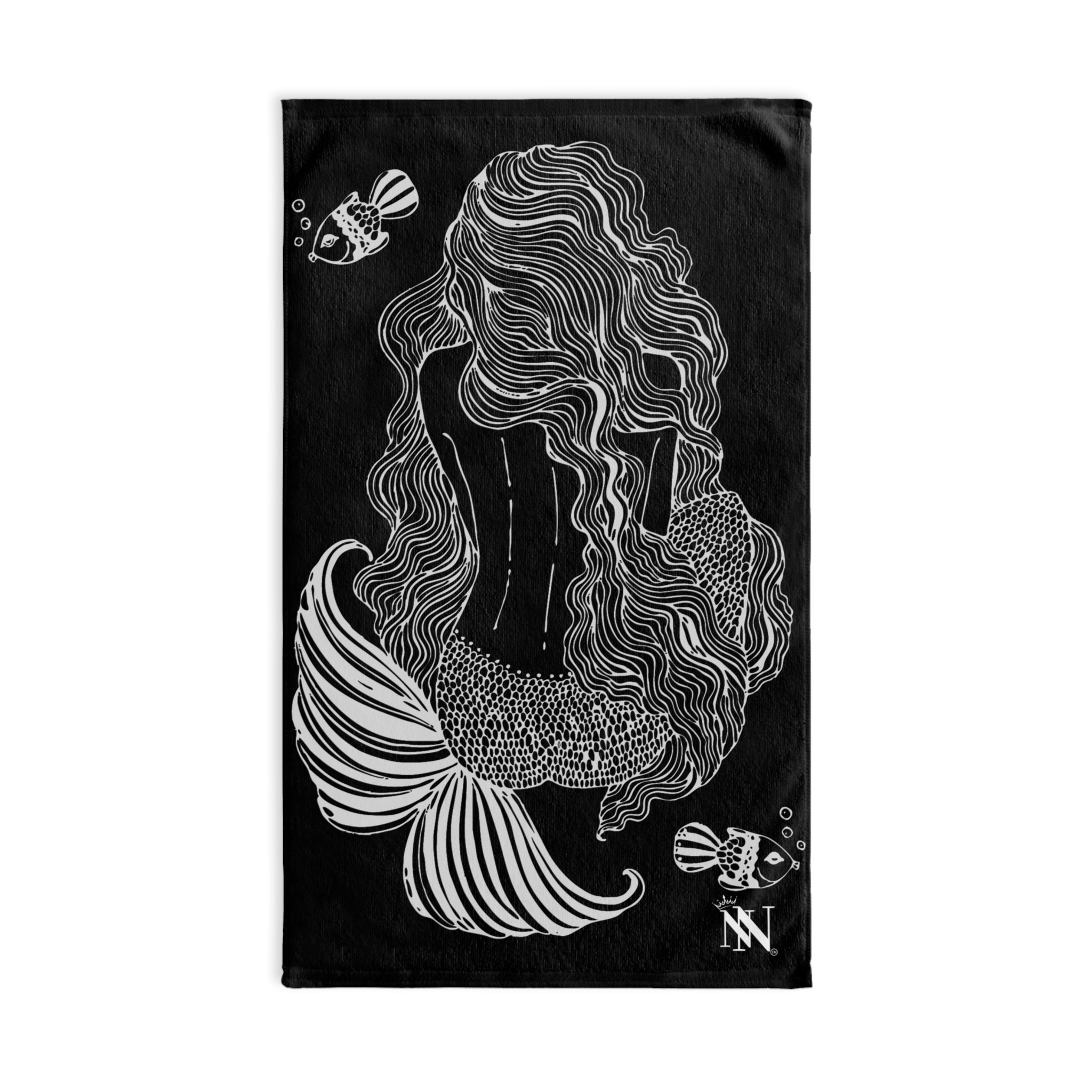 Mermaid Sitting Her Back Turned Black Cum Towel