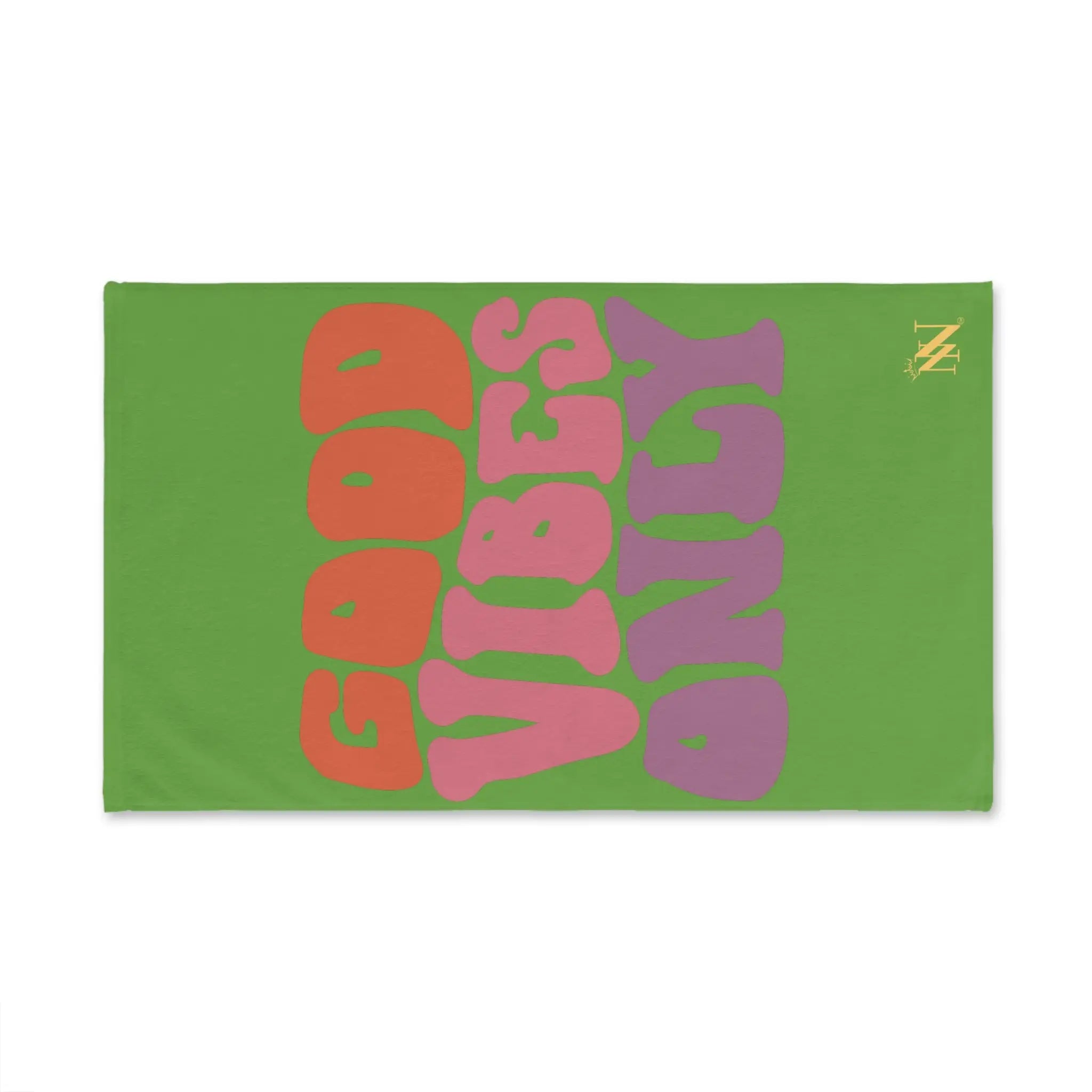 Good Vibes Retro Letters Lime Green Cum Towel