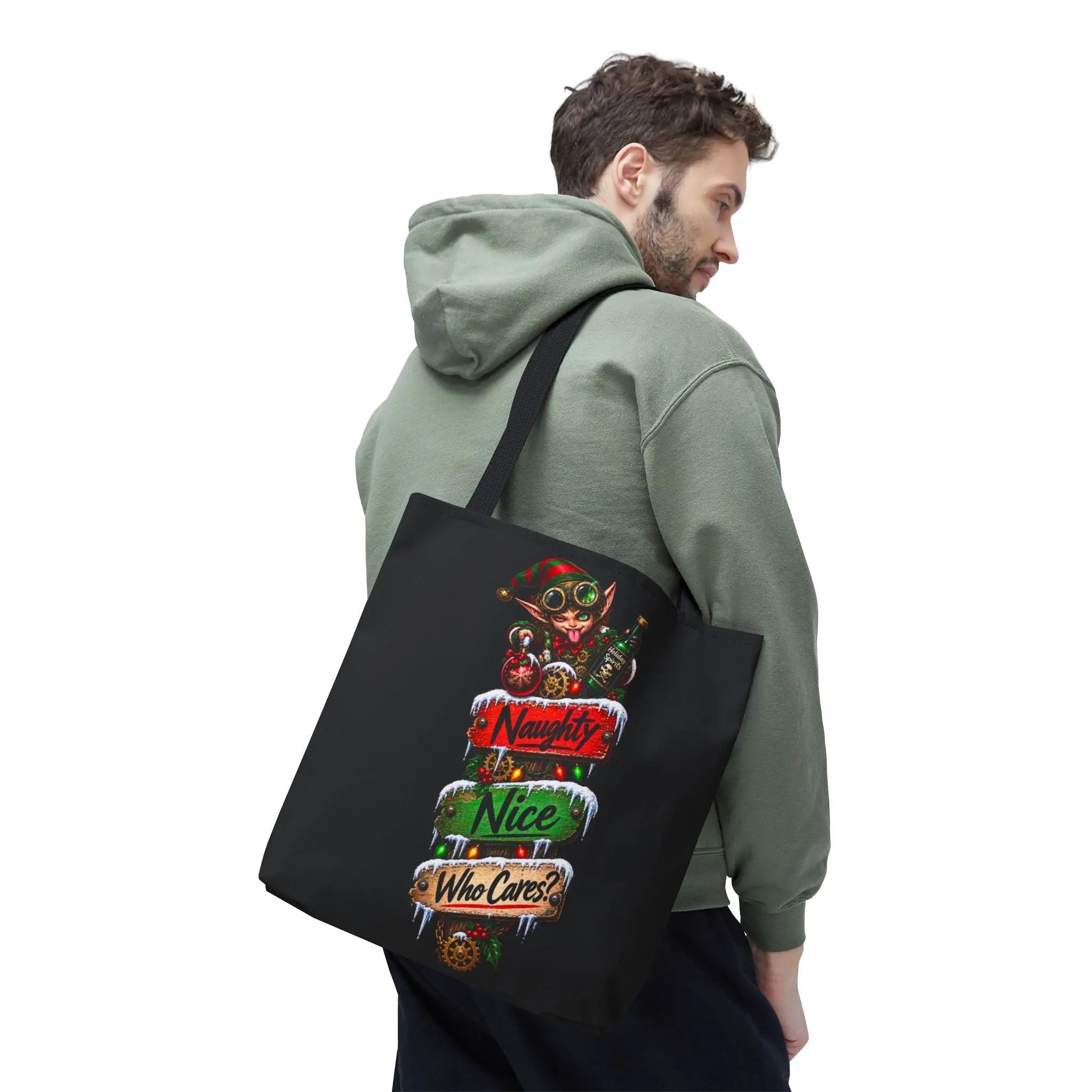 Naughty Nice Who Cares? Christmas | Nectar Napkins Fun-Flirty Lovers’ Totes