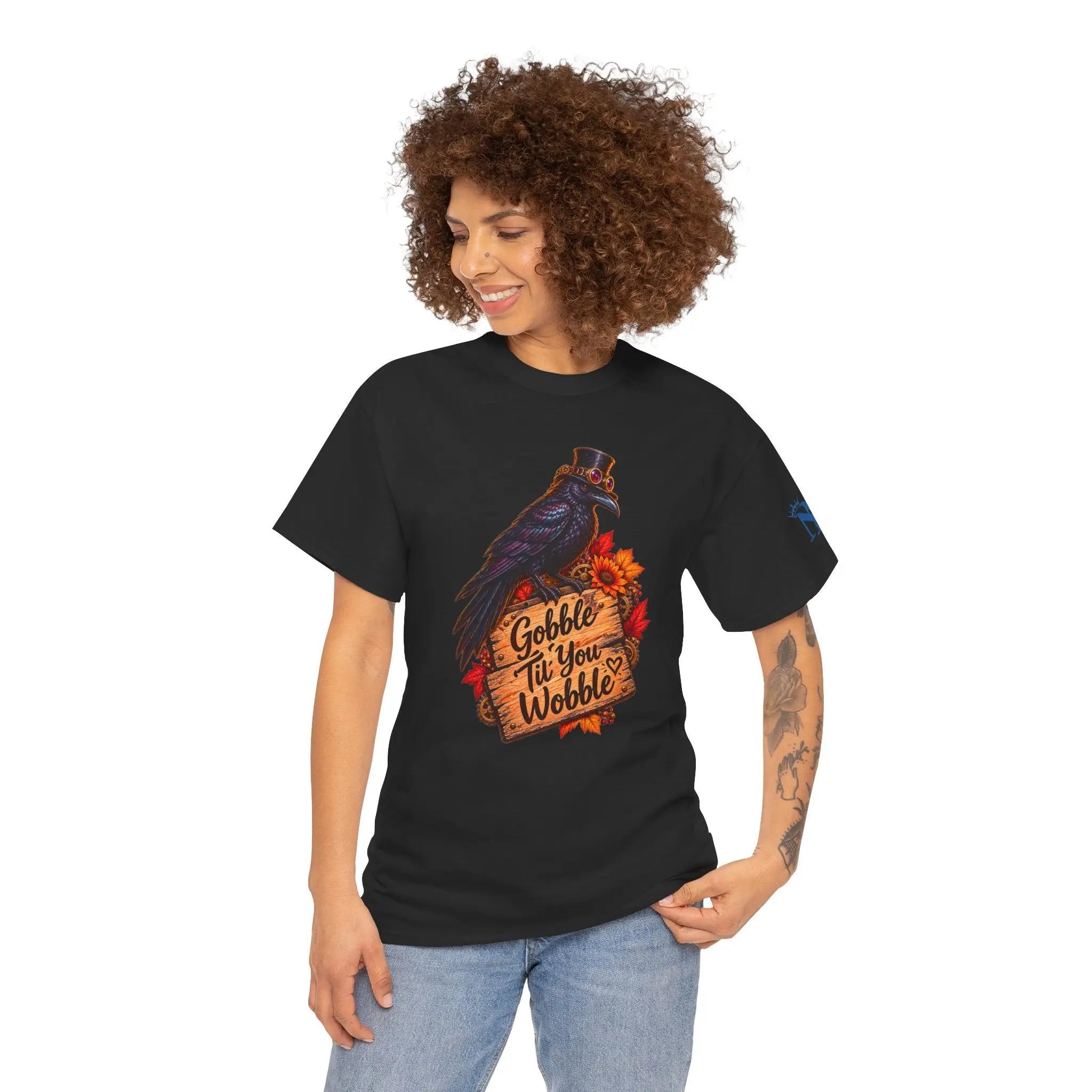 Gobble Til’ You Wobble Crow | Nectar Napkins Fun-Flirty Lovers’ T-Shirts