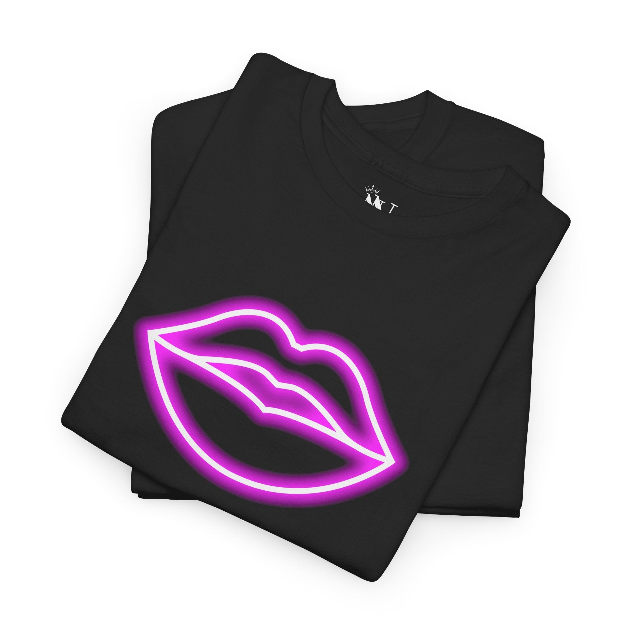 Her Lips Neon Romantic Couples Sex Gifts 100% Cotton T-Shirt