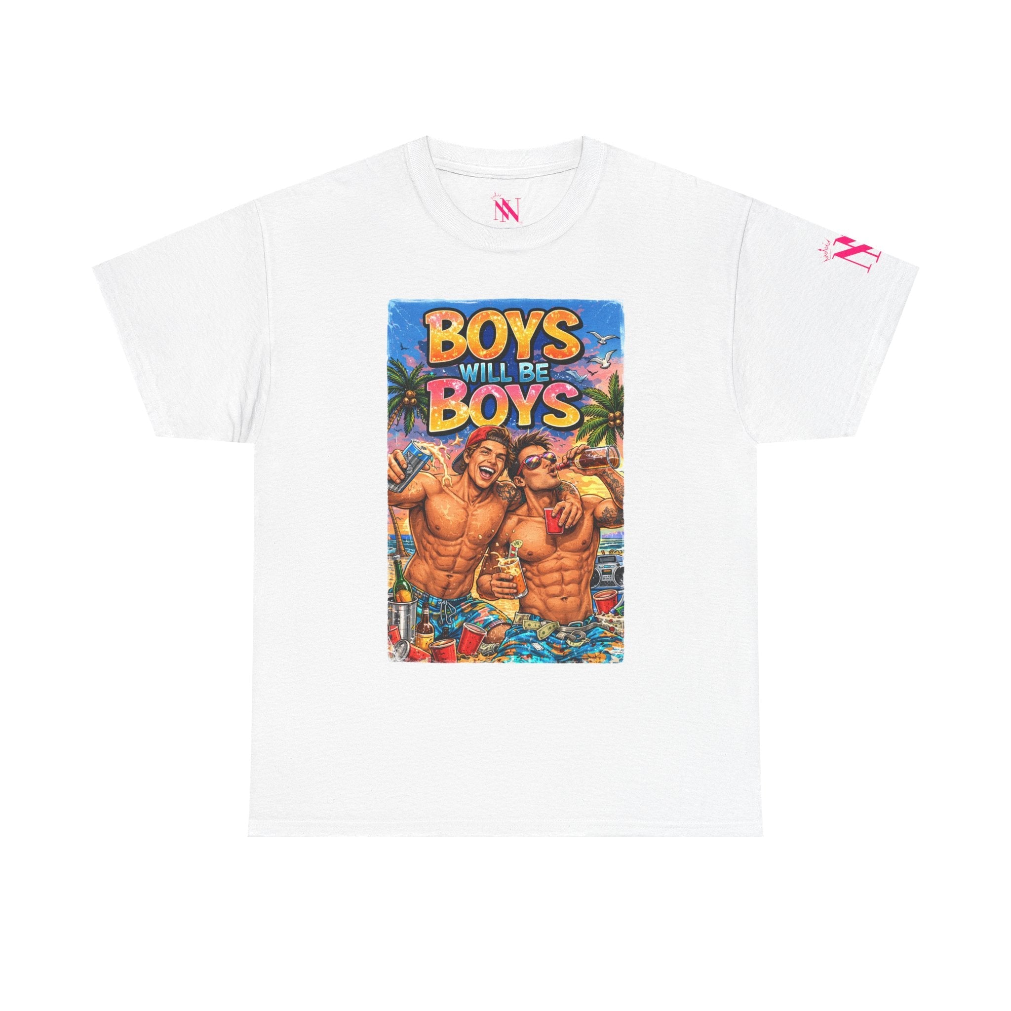 Party Boys Will Be Boys Graphic Series Romantic Couples Sex Gifts 100% Cotton T-Shirt