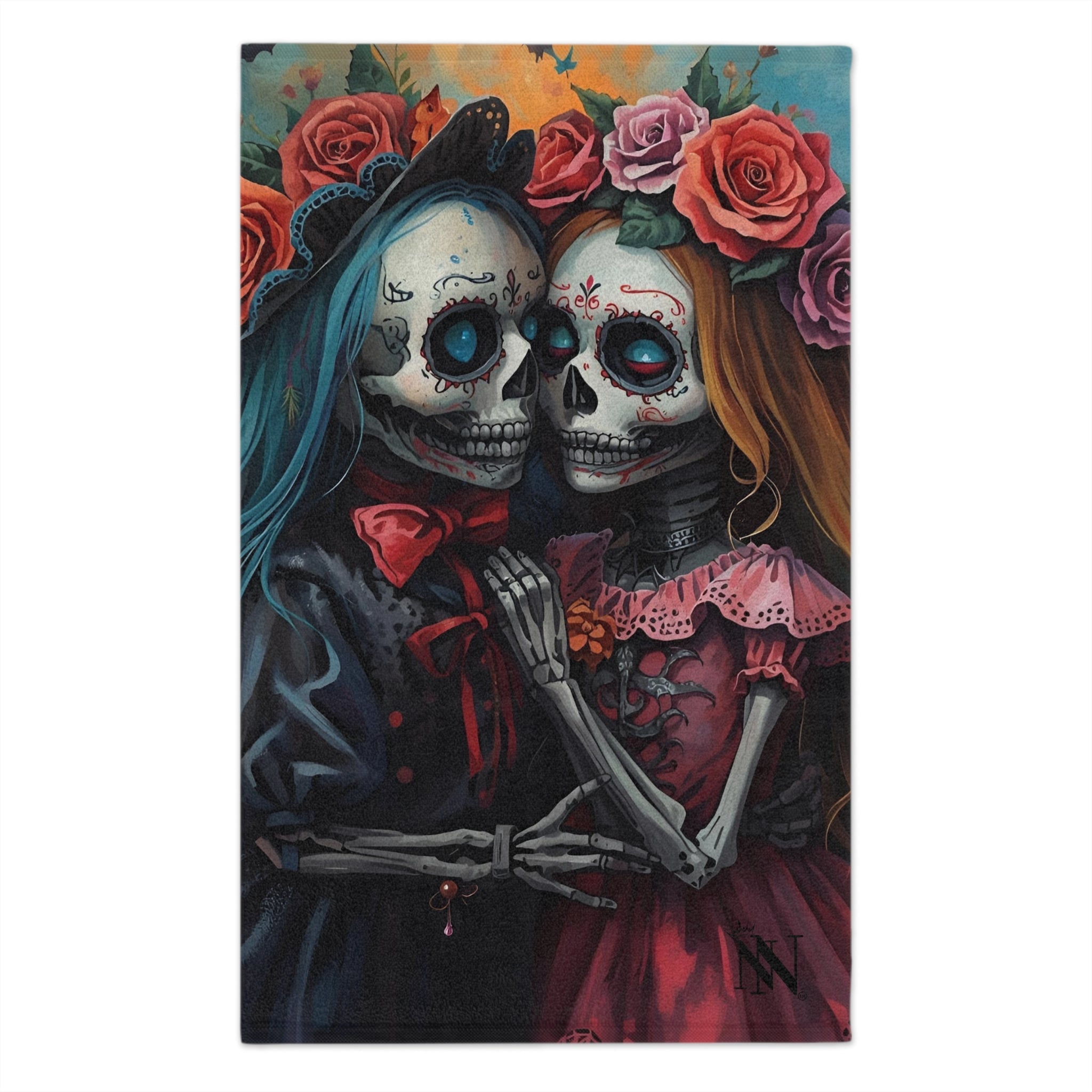 Traditional El Día de los Muertos Dolls | Mix & Match Soft Fun-Flirty Lovers’ Towels