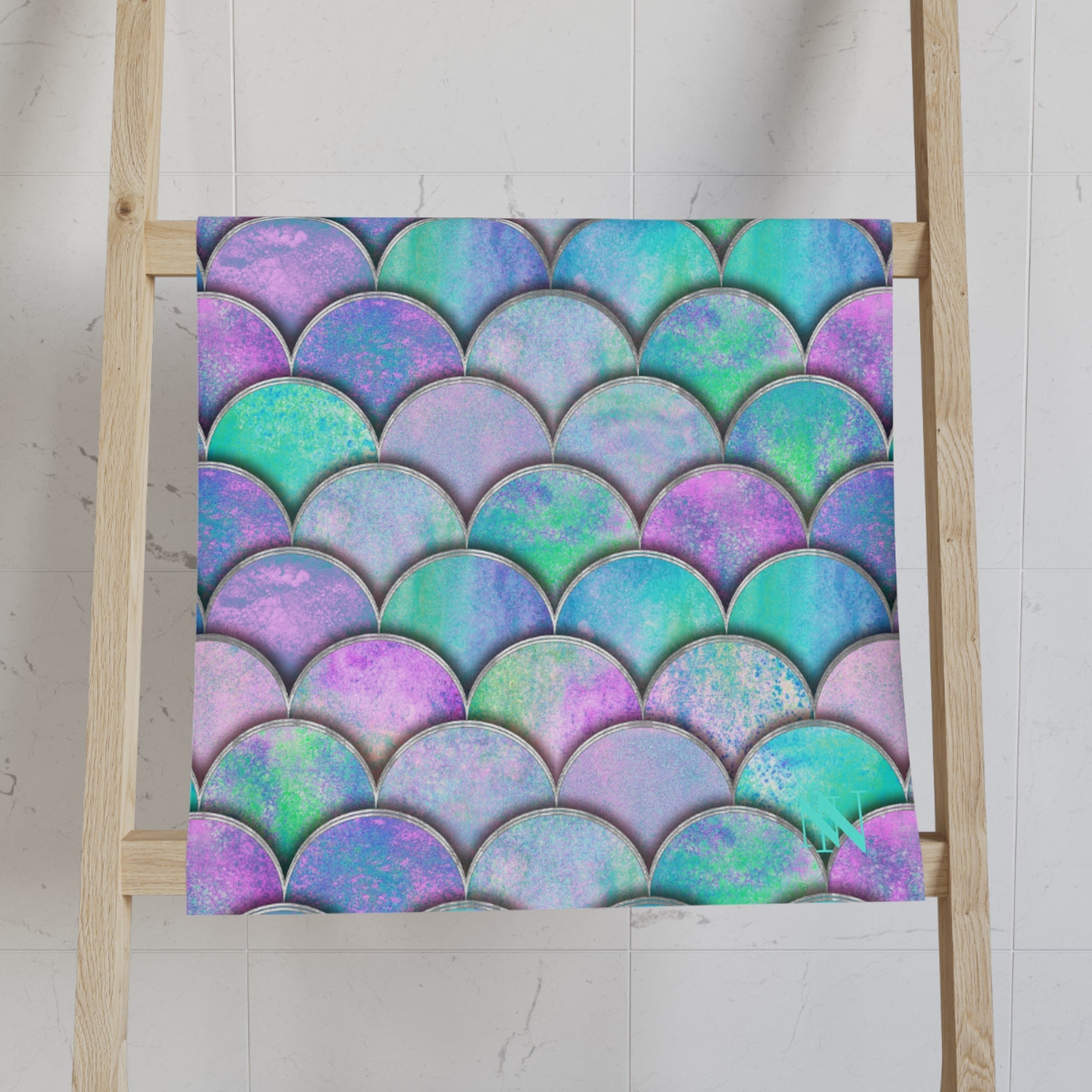 Giant Mermaid Scales Blue Sparkle Cum Towel