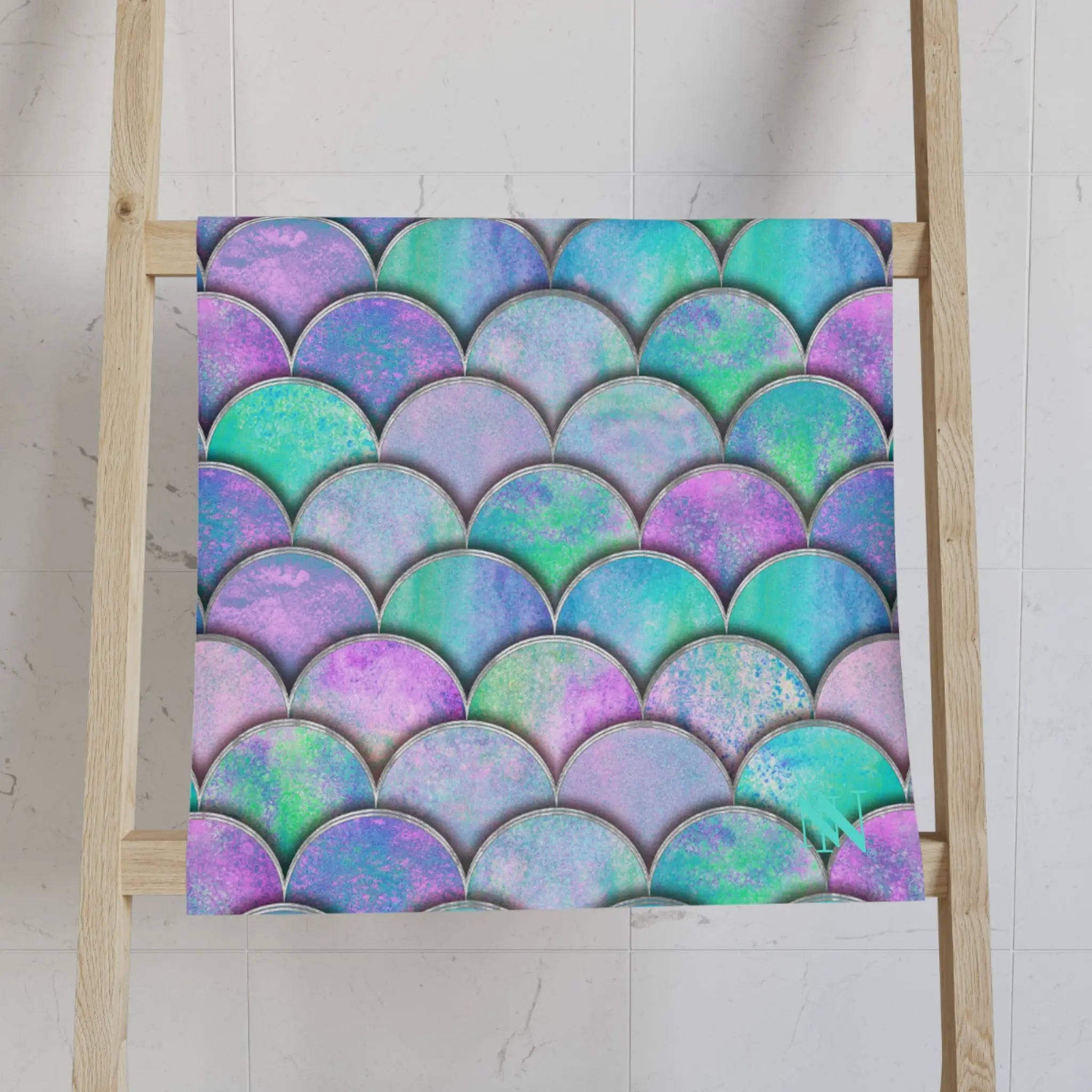 Giant Mermaid Scales Blue Sparkle Cum Towel