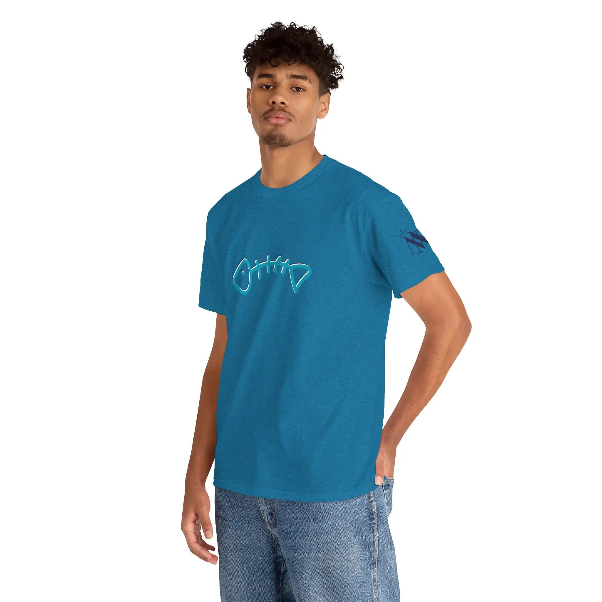 Blue Fish Bone | Mix & Match 100% Cotton Unisex Fun-Flirty Lovers’ Tees