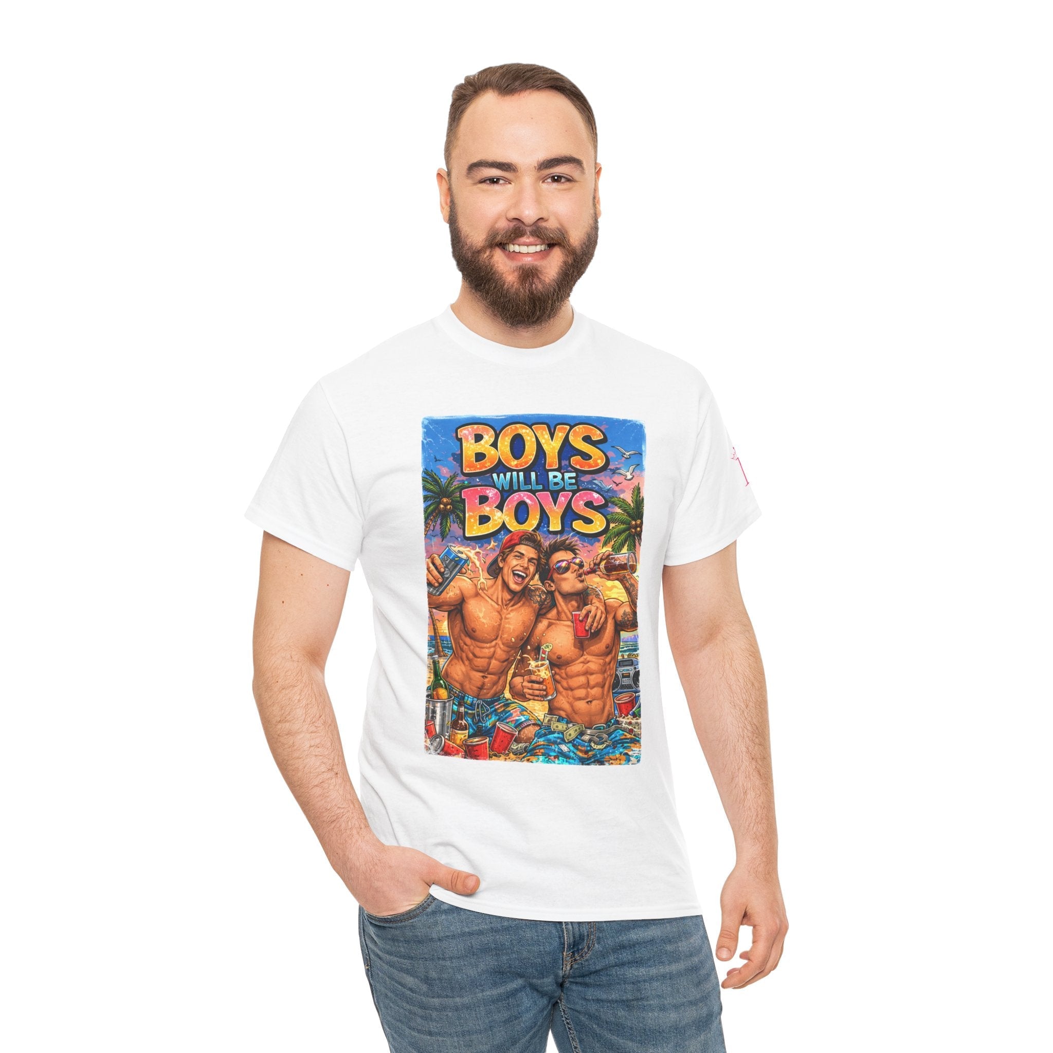 Party Boys Will Be Boys Graphic Series Romantic Couples Sex Gifts 100% Cotton T-Shirt
