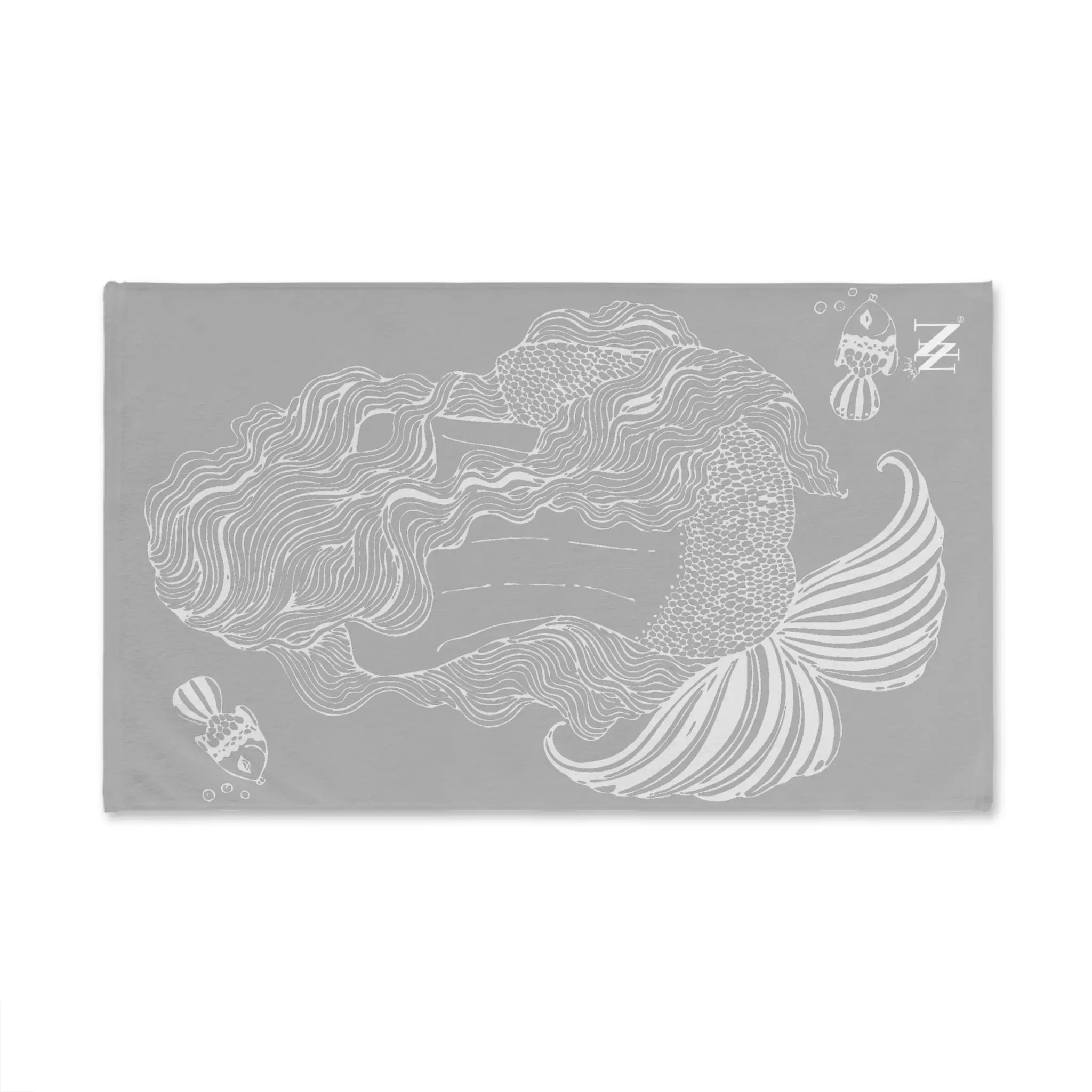 Mermaid Sitting Her Back Turned Light Grey Cum Towel